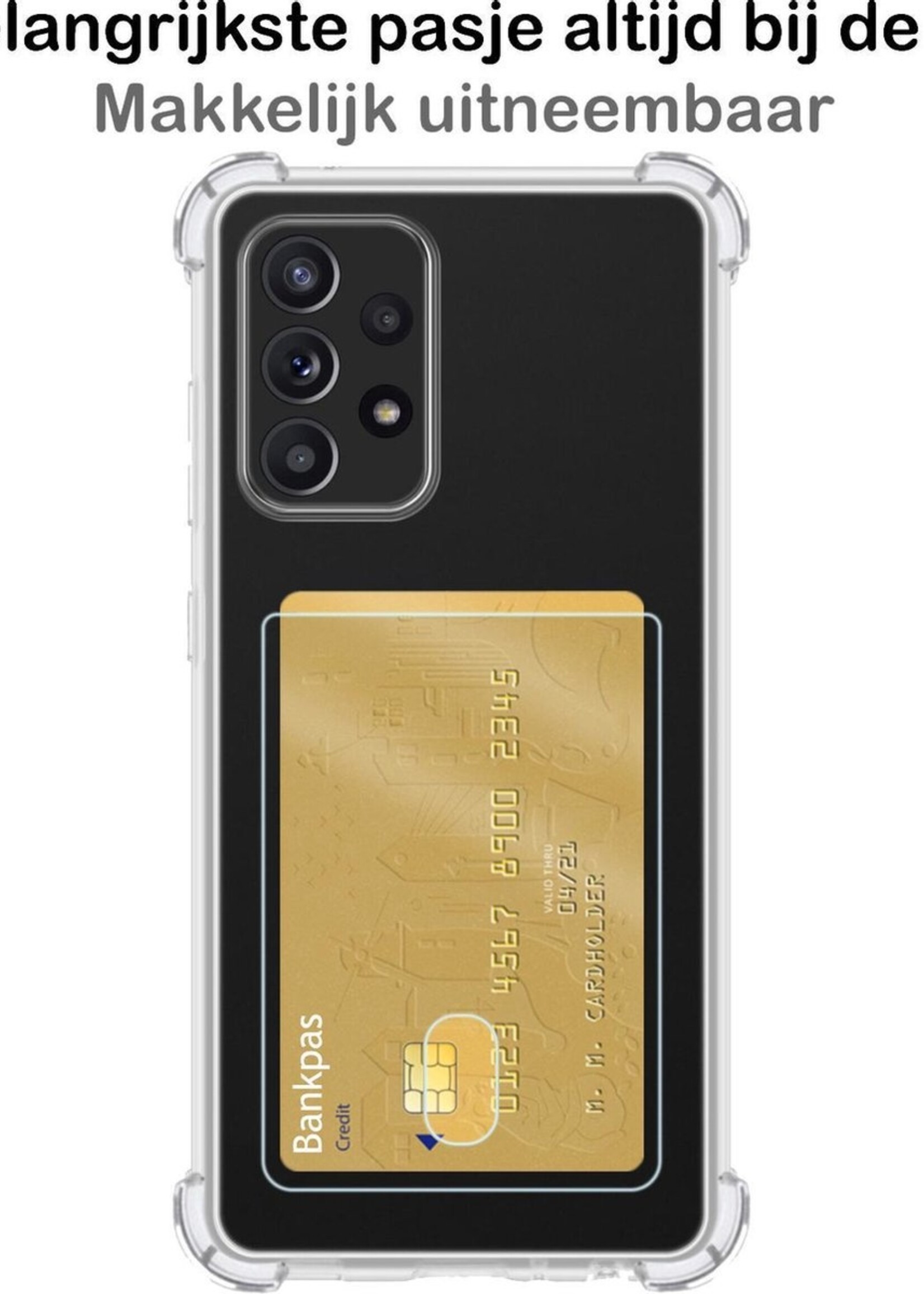 BTH Hoesje Geschikt voor Samsung A32 5G Hoesje Met Pasjeshouder Siliconen Case Met Kaarthouder - Hoes Geschikt voor Samsung Galaxy A32 5G Hoesje Shock Proof Case - Transparant - 2 PACK