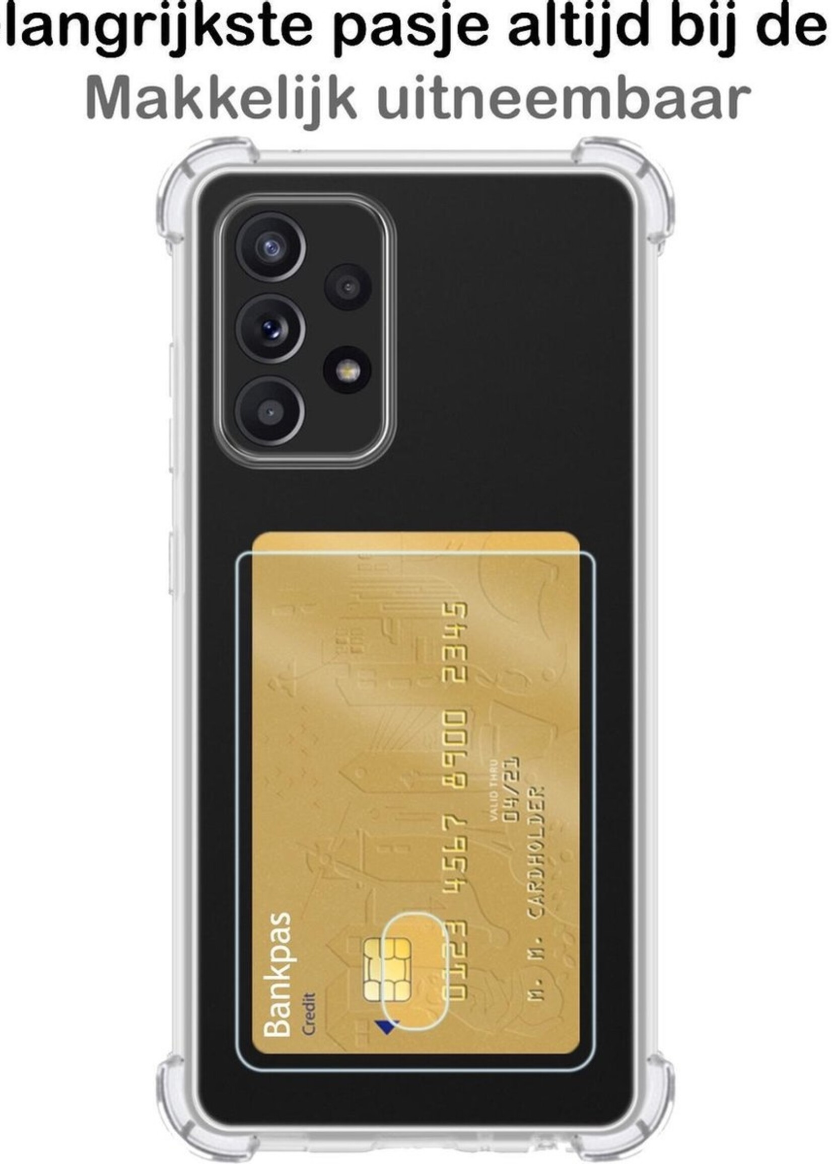 BTH Hoesje Geschikt voor Samsung A32 5G Hoesje Met Pasjeshouder Siliconen Case Met Kaarthouder Met Screenprotector - Hoes Geschikt voor Samsung Galaxy A32 5G Hoesje Shock Proof Case - Transparant