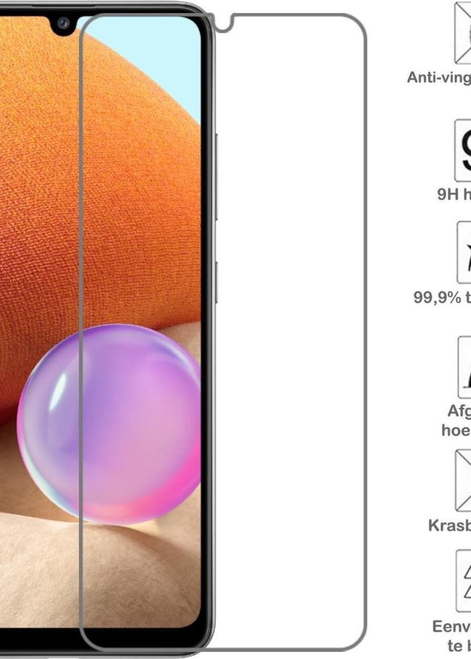 BTH Hoesje Geschikt voor Samsung A32 5G Hoesje Met Pasjeshouder Siliconen Case Met Kaarthouder Met Screenprotector - Hoes Geschikt voor Samsung Galaxy A32 5G Hoesje Shock Proof Case - Transparant
