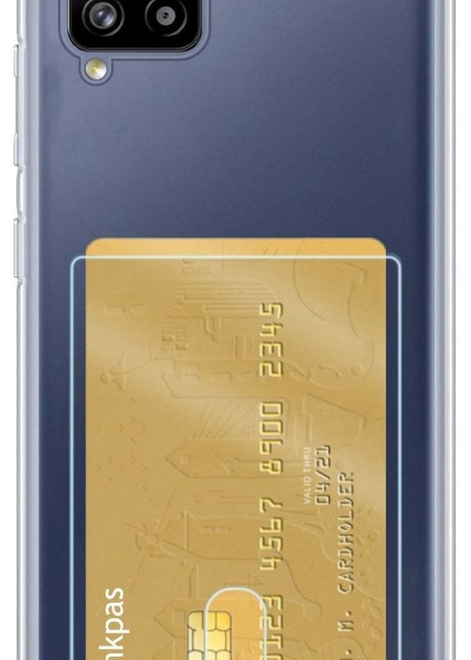 BTH Hoesje Geschikt voor Samsung A42 Hoesje Met Pasjeshouder Siliconen Case Met Kaarthouder - Hoes Geschikt voor Samsung Galaxy A42 Hoesje Shock Proof Case - Transparant - 2 PACK