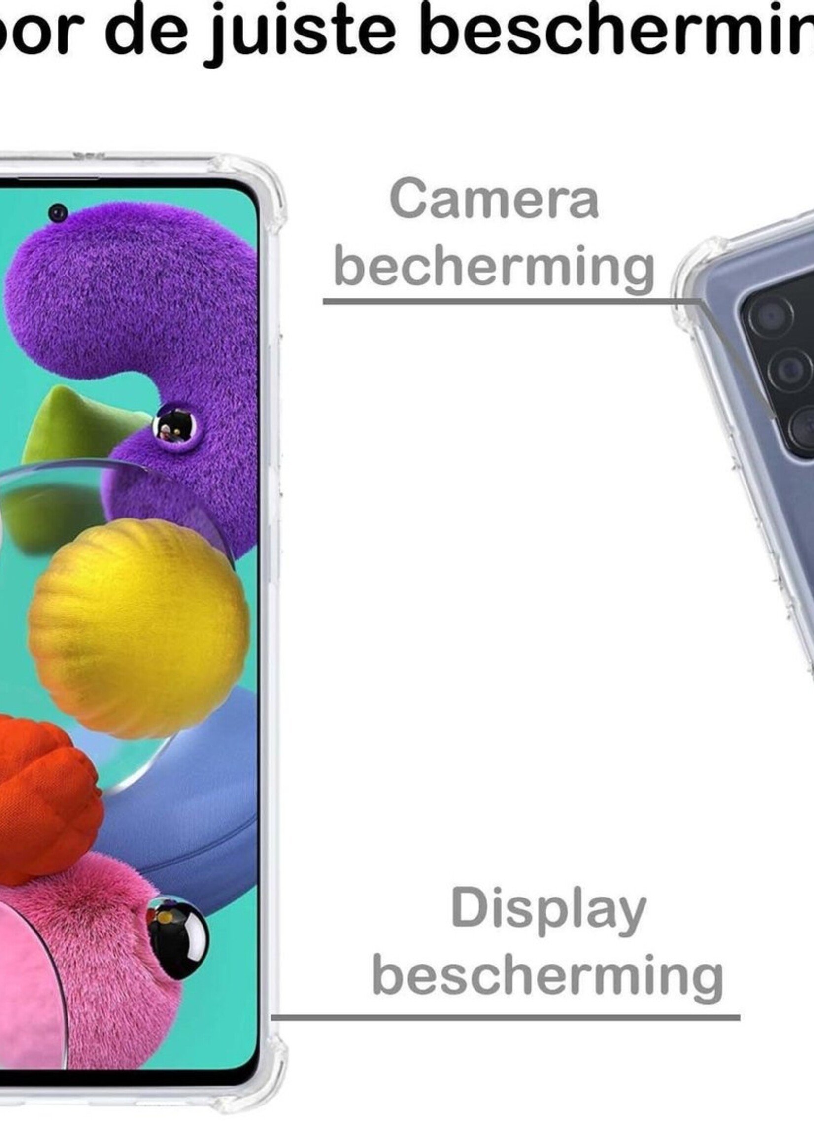 BTH Hoesje Geschikt voor Samsung A51 Hoesje Met Pasjeshouder Siliconen Case Met Kaarthouder - Hoes Geschikt voor Samsung Galaxy A51 Hoesje Shock Proof Case - Transparant