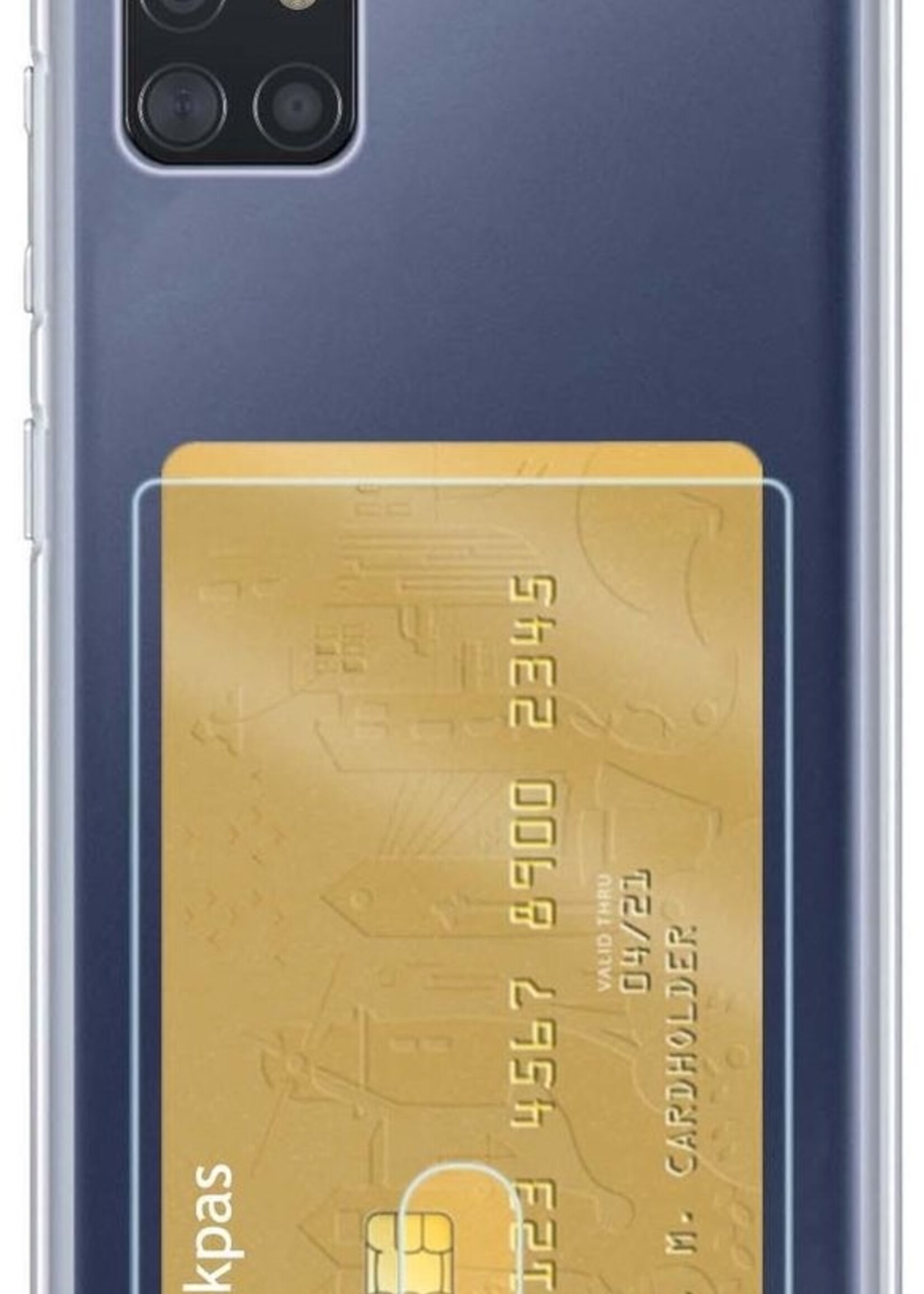 BTH Hoesje Geschikt voor Samsung A51 Hoesje Met Pasjeshouder Siliconen Case Met Kaarthouder - Hoes Geschikt voor Samsung Galaxy A51 Hoesje Shock Proof Case - Transparant