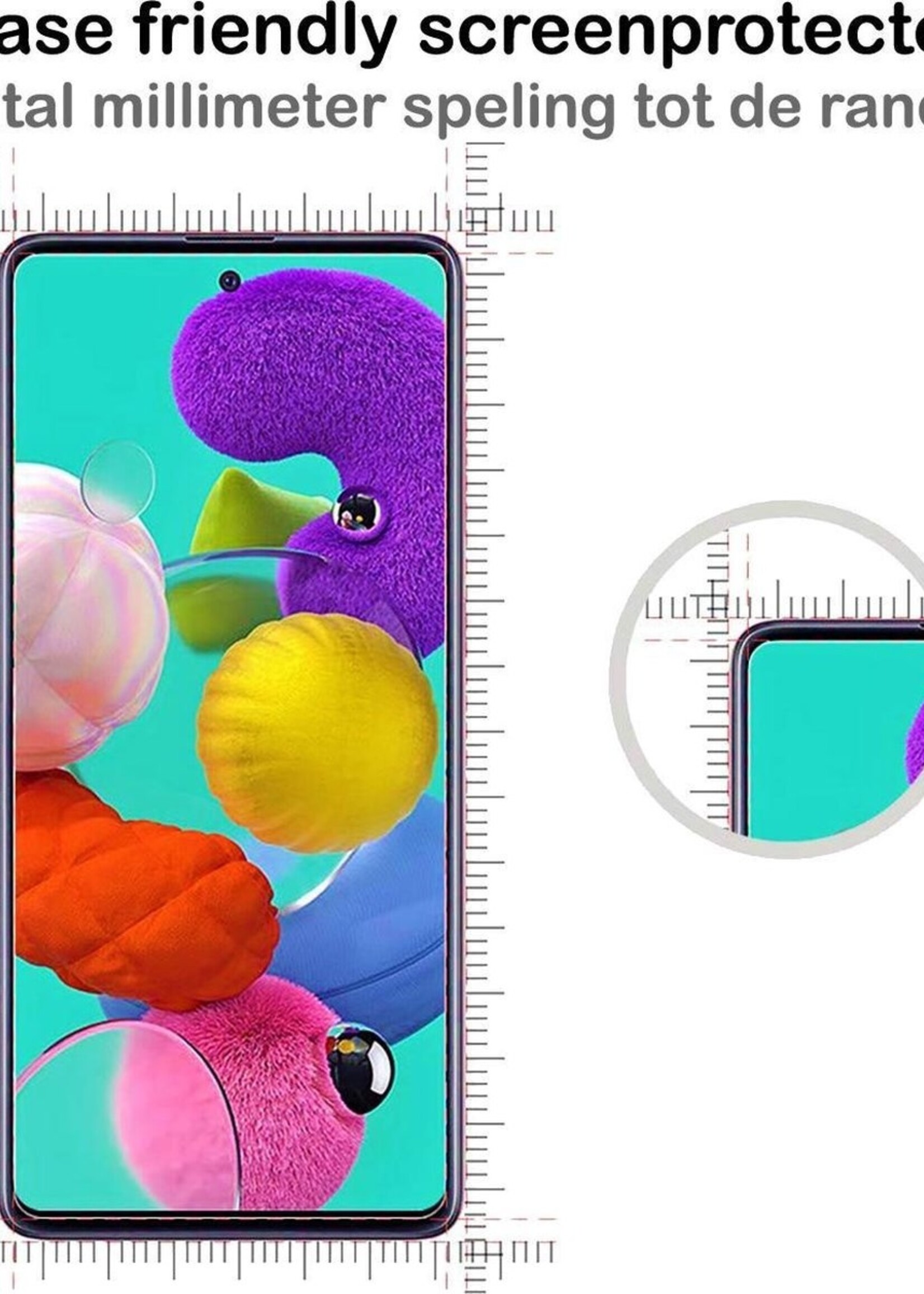 BTH Hoesje Geschikt voor Samsung A51 Hoesje Met Pasjeshouder Siliconen Case Met Kaarthouder Met Screenprotector - Hoes Geschikt voor Samsung Galaxy A51 Hoesje Shock Proof Case - Transparant