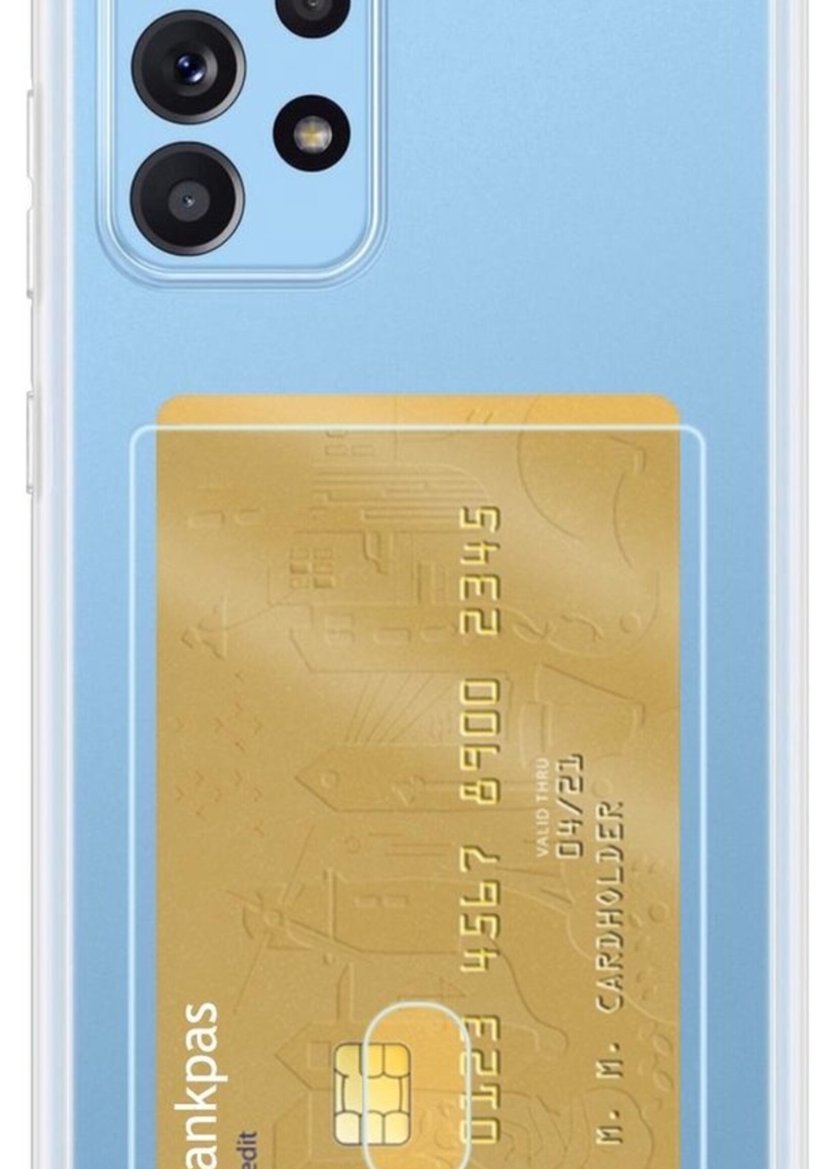 BTH Hoesje Geschikt voor Samsung A52 Hoesje Met Pasjeshouder Siliconen Case Met Kaarthouder - Hoes Geschikt voor Samsung Galaxy A52 Hoesje Shock Proof Case - Transparant