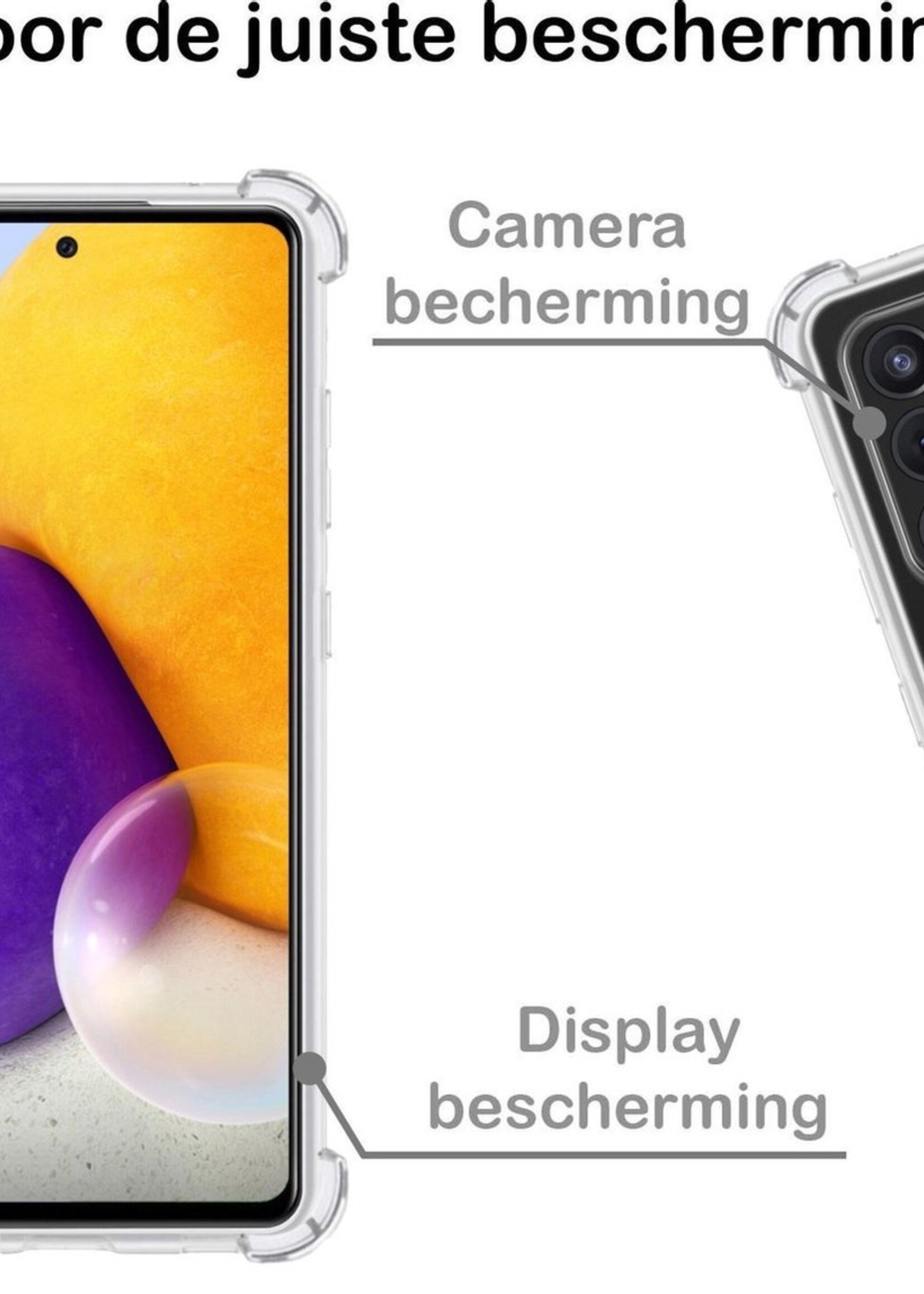 BTH Hoesje Geschikt voor Samsung A72 Hoesje Met Pasjeshouder Siliconen Case Met Kaarthouder - Hoes Geschikt voor Samsung Galaxy A72 Hoesje Shock Proof Case - Transparant