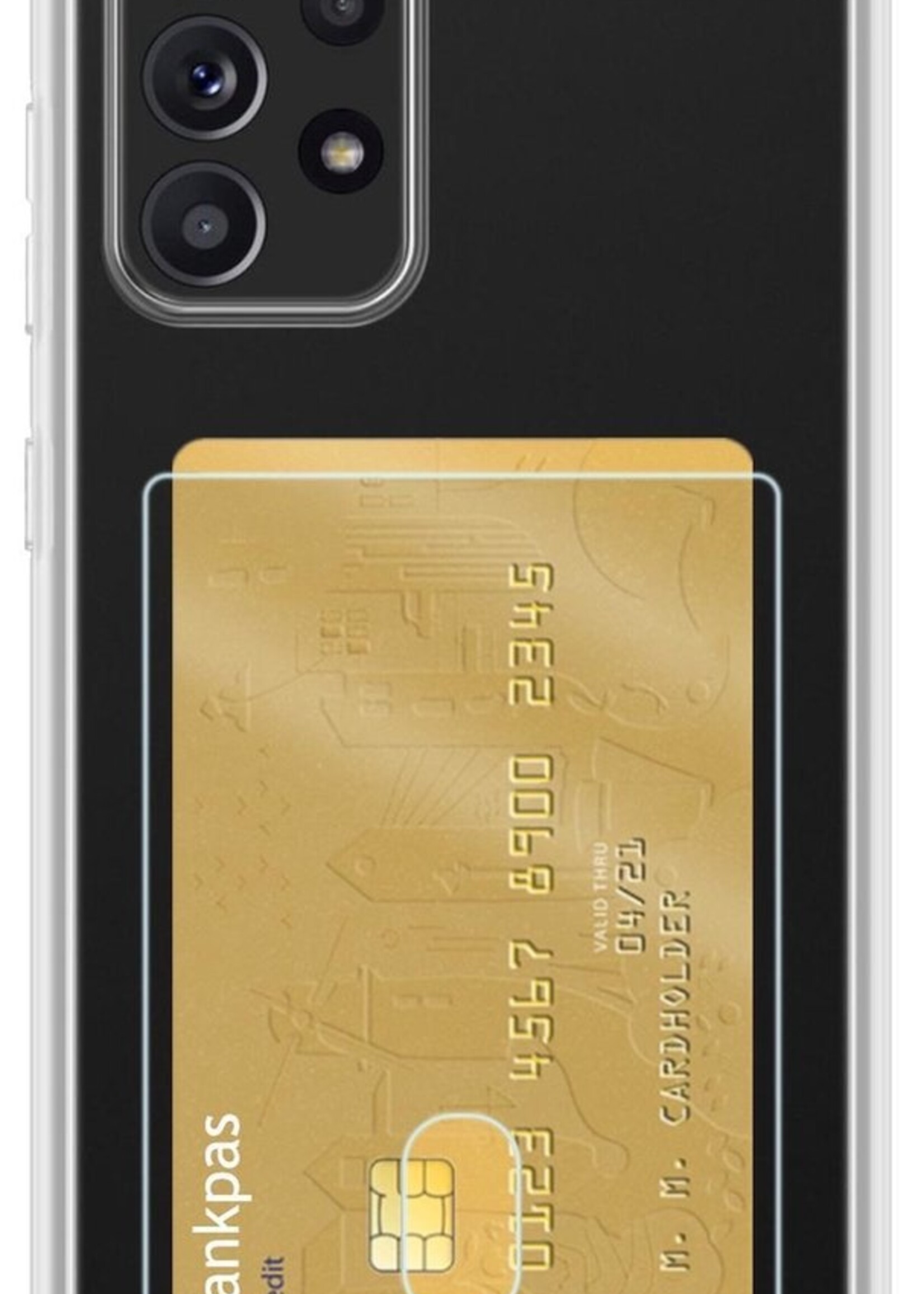 BTH Hoesje Geschikt voor Samsung A72 Hoesje Met Pasjeshouder Siliconen Case Met Kaarthouder - Hoes Geschikt voor Samsung Galaxy A72 Hoesje Shock Proof Case - Transparant