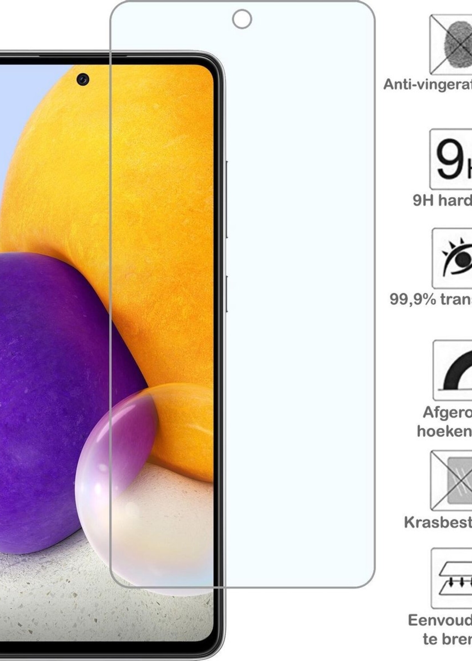 BTH Hoesje Geschikt voor Samsung A72 Hoesje Met Pasjeshouder Siliconen Case Met Kaarthouder Met Screenprotector - Hoes Geschikt voor Samsung Galaxy A72 Hoesje Shock Proof Case - Transparant
