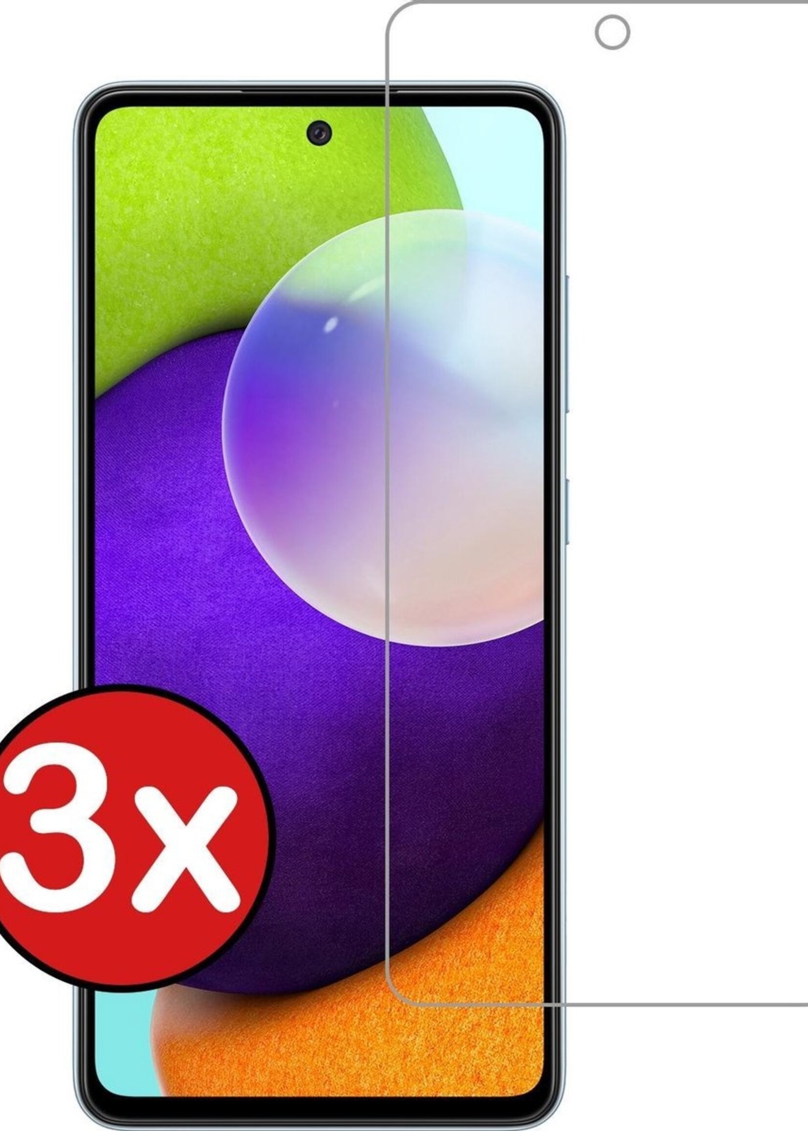 BTH Screenprotector Geschikt voor Samsung A52 Screenprotector Glas Gehard Tempered Glass - Screenprotector Geschikt voor Samsung Galaxy A52 Screen Protector Screen Cover - 3 PACK