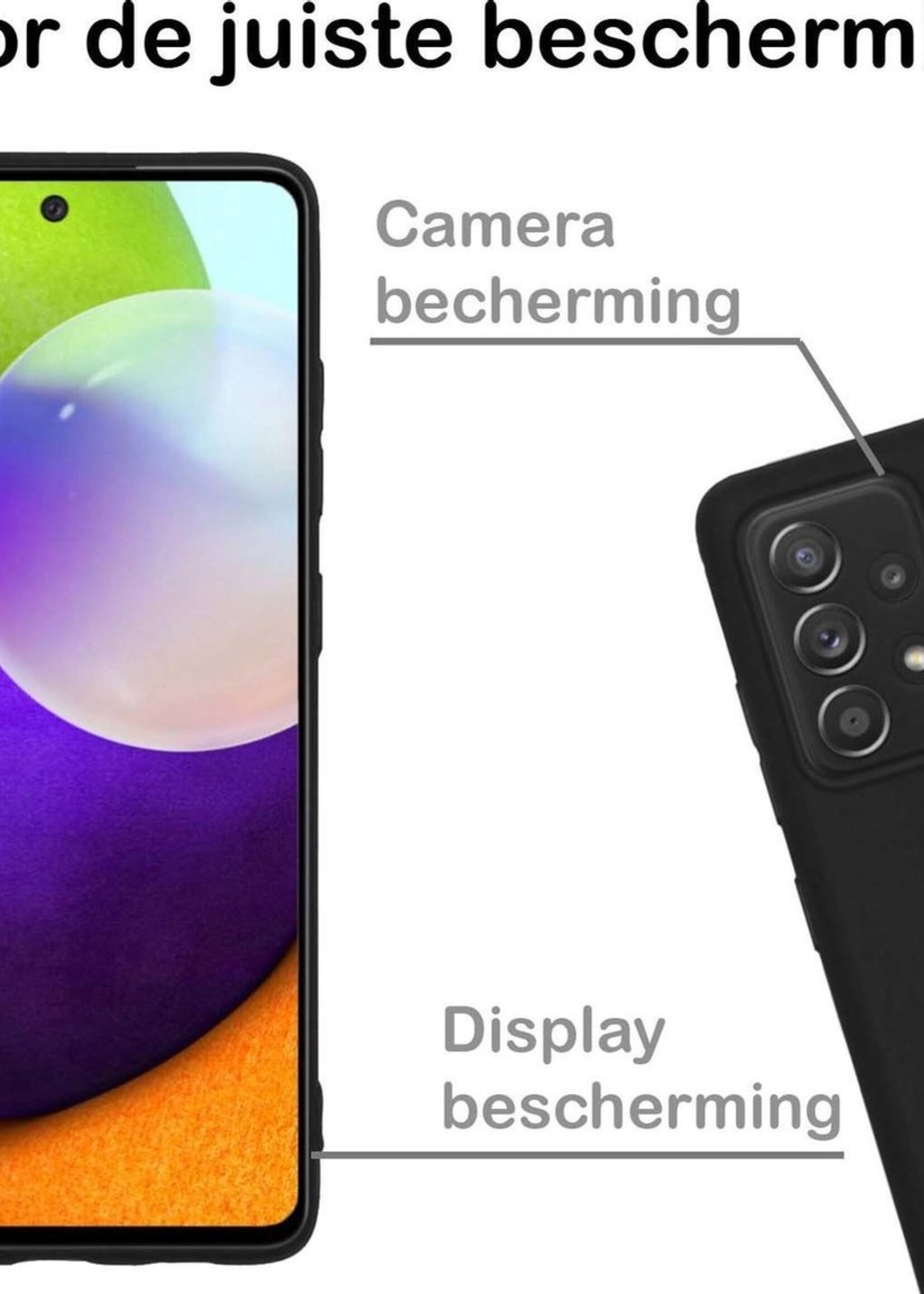 BTH Hoesje Geschikt voor Samsung A52 Hoesje Siliconen Case Hoes - Hoes Geschikt voor Samsung Galaxy A52 Hoes Cover Case - Zwart