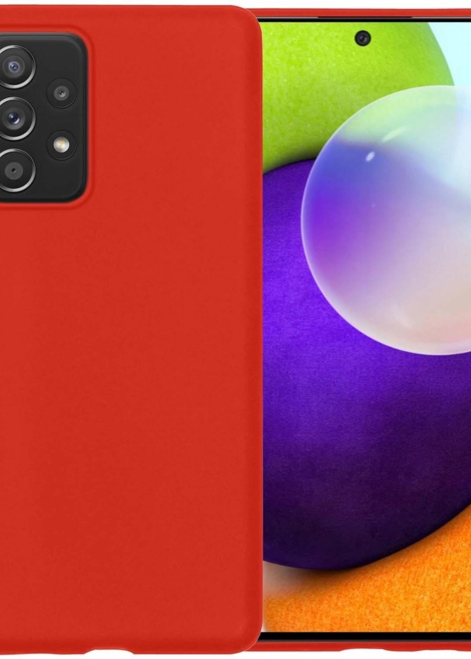 BTH Hoesje Geschikt voor Samsung A52 Hoesje Siliconen Case Hoes - Hoes Geschikt voor Samsung Galaxy A52 Hoes Cover Case - Rood