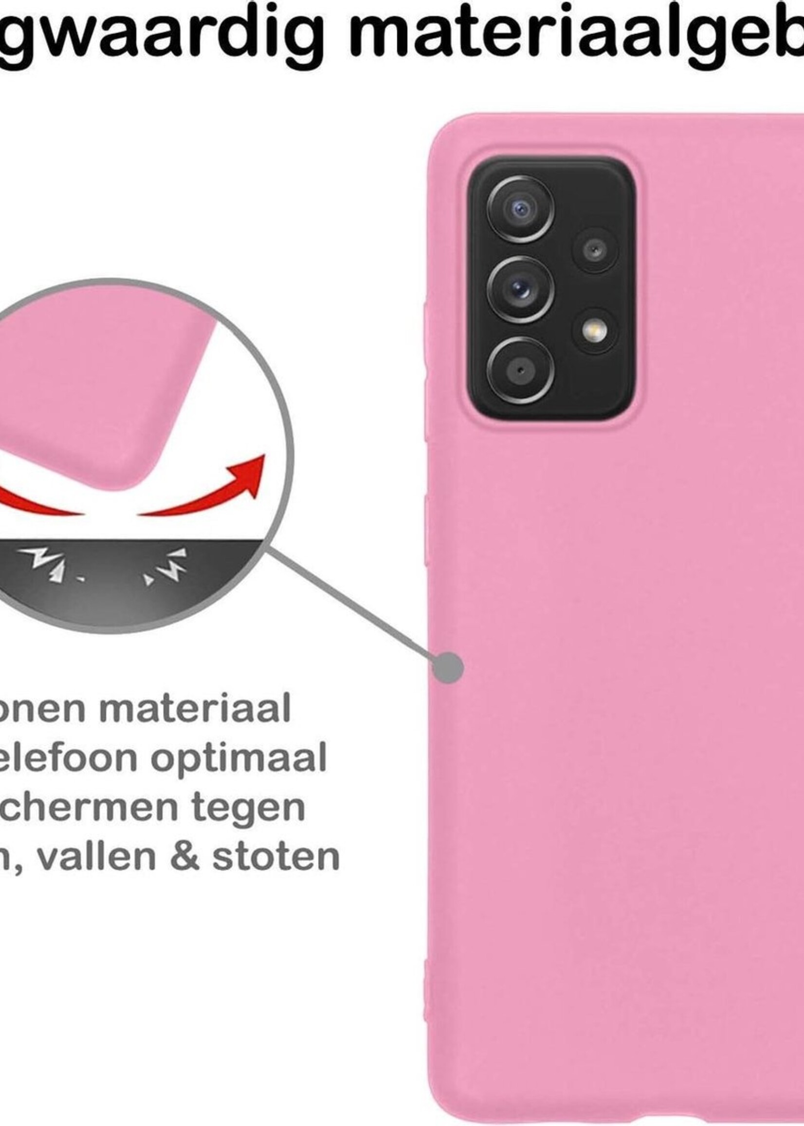 BTH Hoesje Geschikt voor Samsung A52 Hoesje Siliconen Case Hoes - Hoes Geschikt voor Samsung Galaxy A52 Hoes Cover Case - Roze