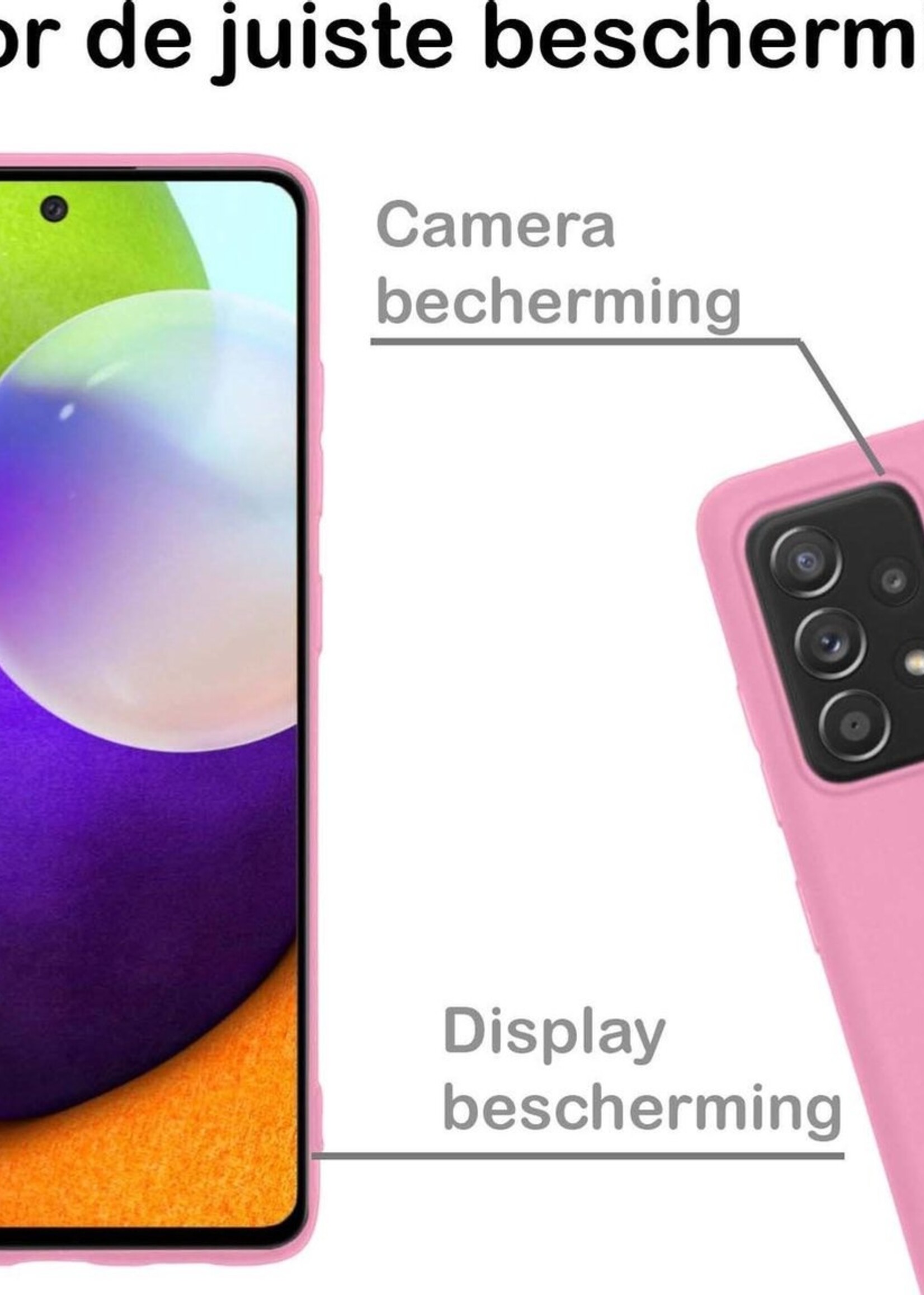 BTH Hoesje Geschikt voor Samsung A52 Hoesje Siliconen Case Hoes - Hoes Geschikt voor Samsung Galaxy A52 Hoes Cover Case - Roze