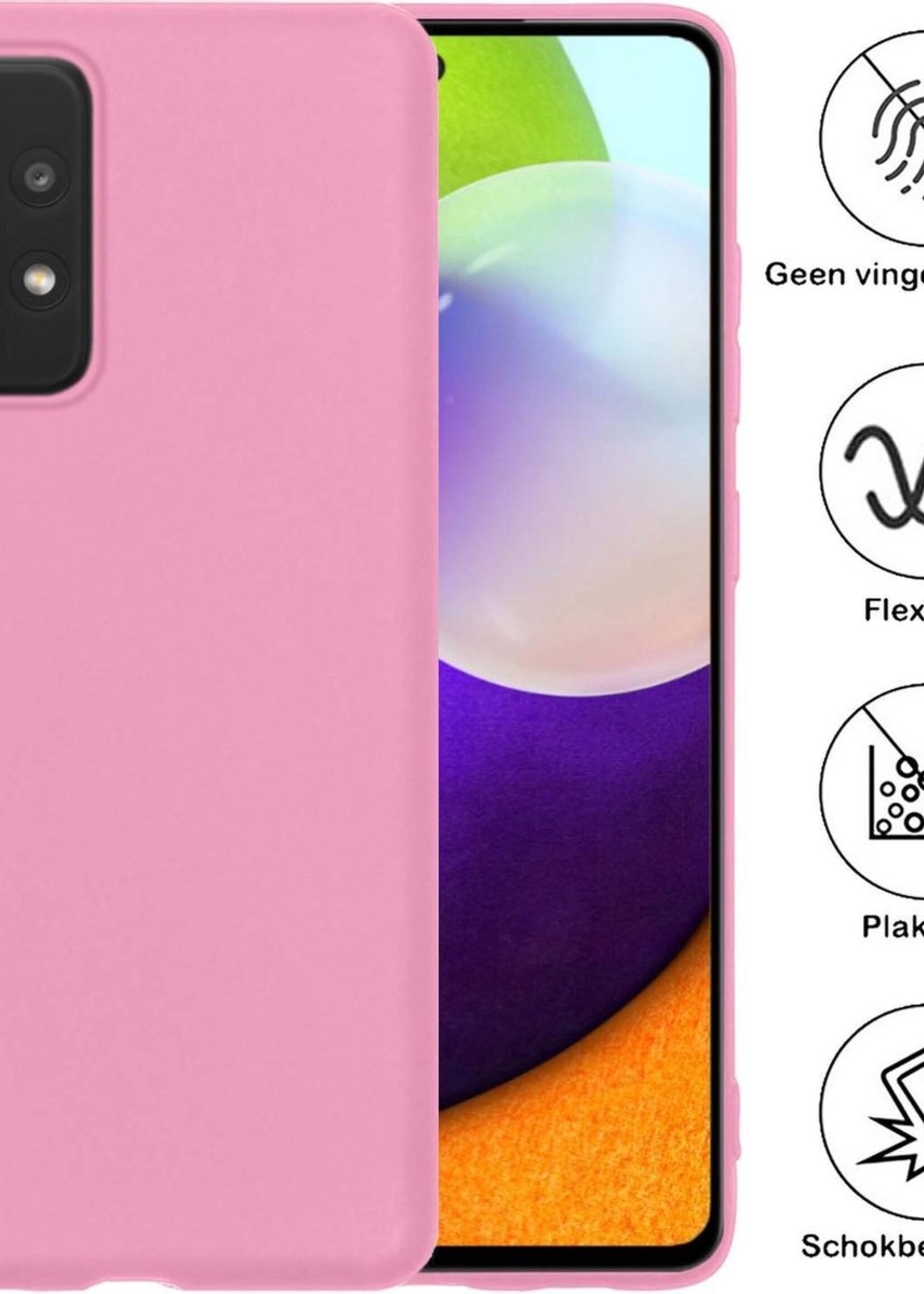 BTH Hoesje Geschikt voor Samsung A52 Hoesje Siliconen Case Hoes - Hoes Geschikt voor Samsung Galaxy A52 Hoes Cover Case - Roze
