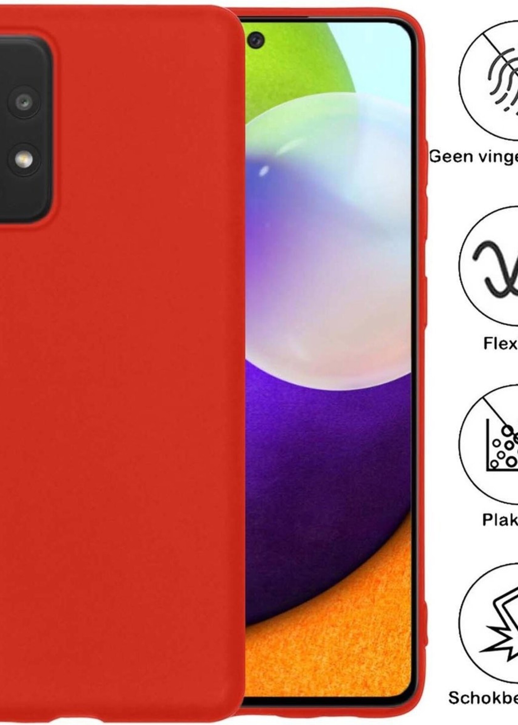 BTH Hoesje Geschikt voor Samsung A52 Hoesje Siliconen Case Hoes - Hoes Geschikt voor Samsung Galaxy A52 Hoes Cover Case - Rood - 2 PACK