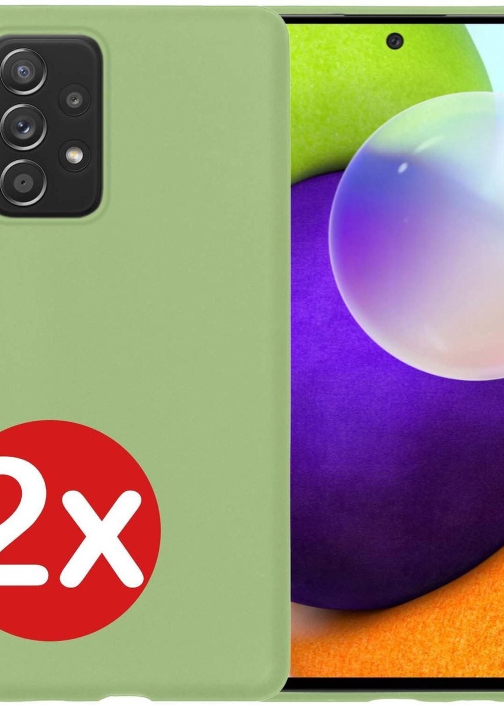 BTH Hoesje Geschikt voor Samsung A52 Hoesje Siliconen Case Hoes - Hoes Geschikt voor Samsung Galaxy A52 Hoes Cover Case - Groen - 2 PACK