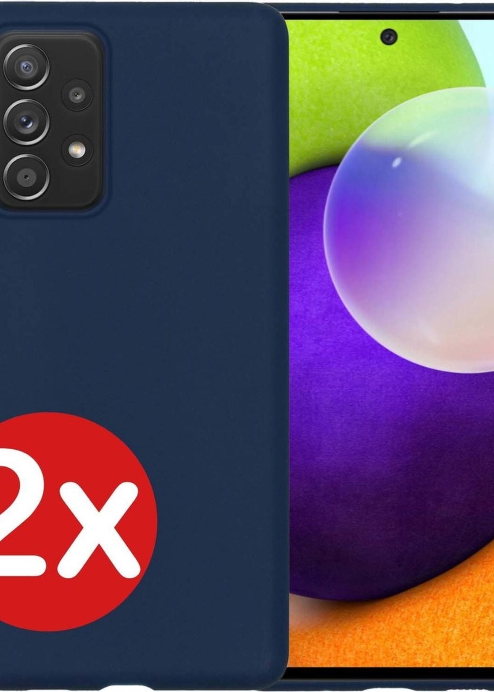 BTH Hoesje Geschikt voor Samsung A52 Hoesje Siliconen Case Hoes - Hoes Geschikt voor Samsung Galaxy A52 Hoes Cover Case - Donkerblauw - 2 PACK