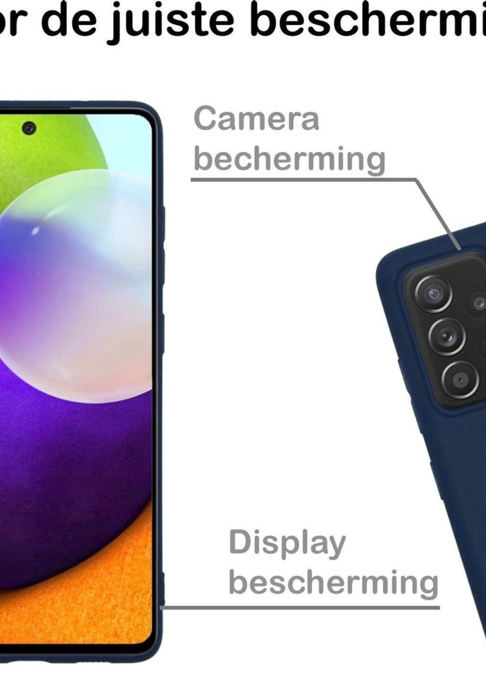 BTH Hoesje Geschikt voor Samsung A52 Hoesje Siliconen Case Hoes - Hoes Geschikt voor Samsung Galaxy A52 Hoes Cover Case - Donkerblauw - 2 PACK