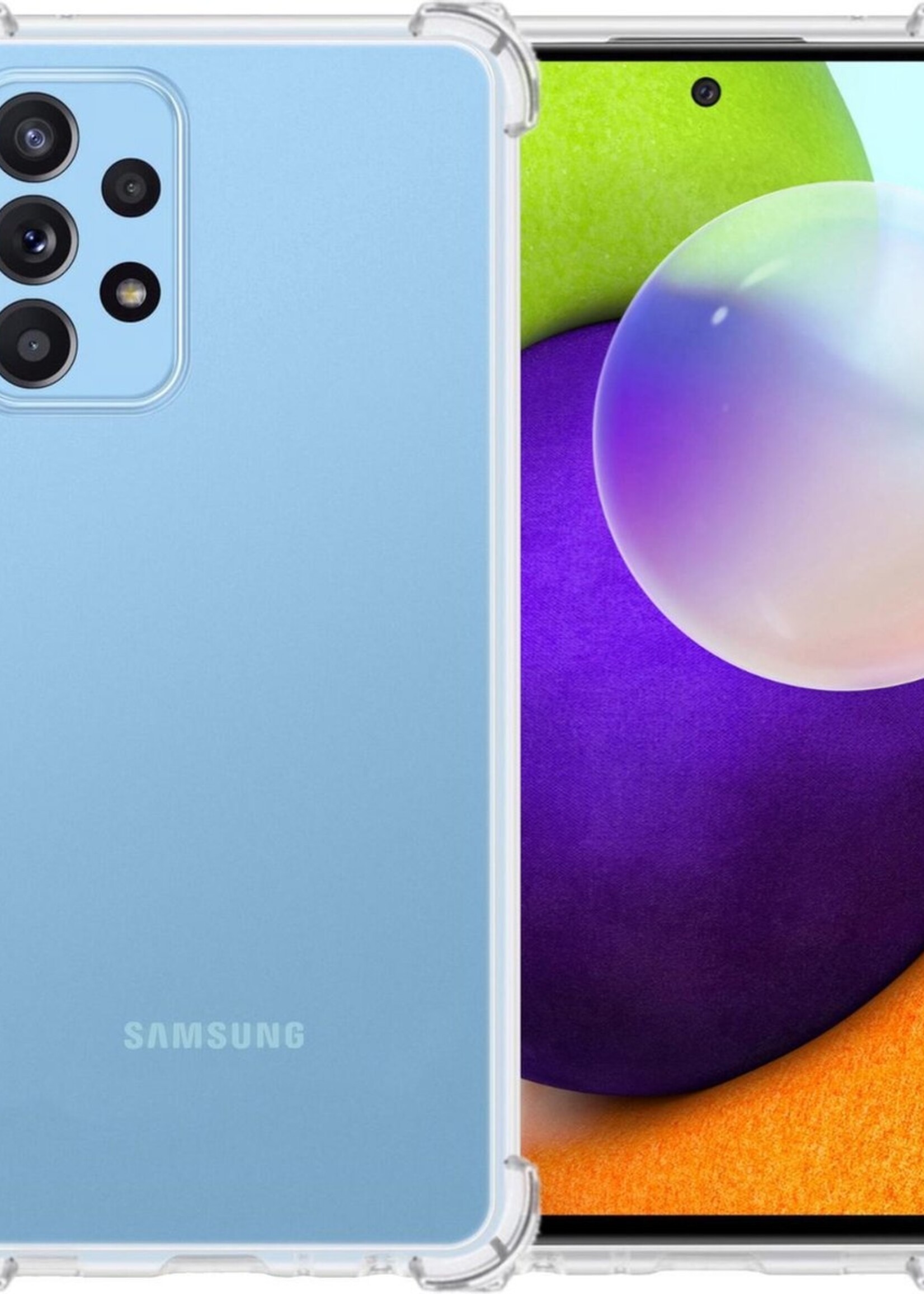 BTH Hoesje Geschikt voor Samsung A52 Hoesje Siliconen Shock Proof Case Hoes - Hoes Geschikt voor Samsung Galaxy A52 Hoes Cover Case Shockproof - Transparant