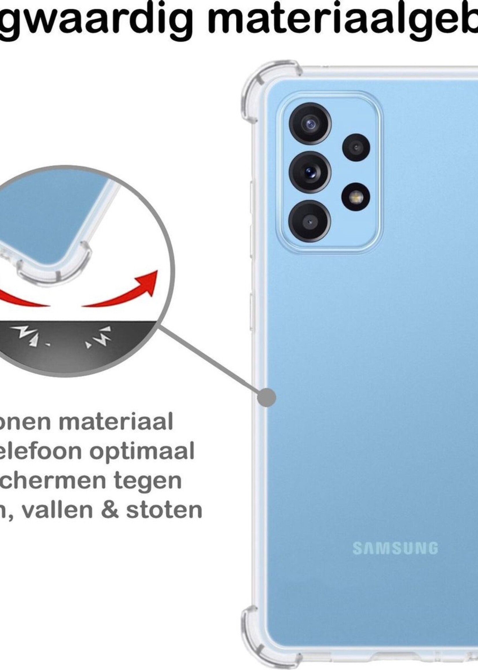 BTH Hoesje Geschikt voor Samsung A52 Hoesje Siliconen Shock Proof Case Hoes - Hoes Geschikt voor Samsung Galaxy A52 Hoes Cover Case Shockproof - Transparant