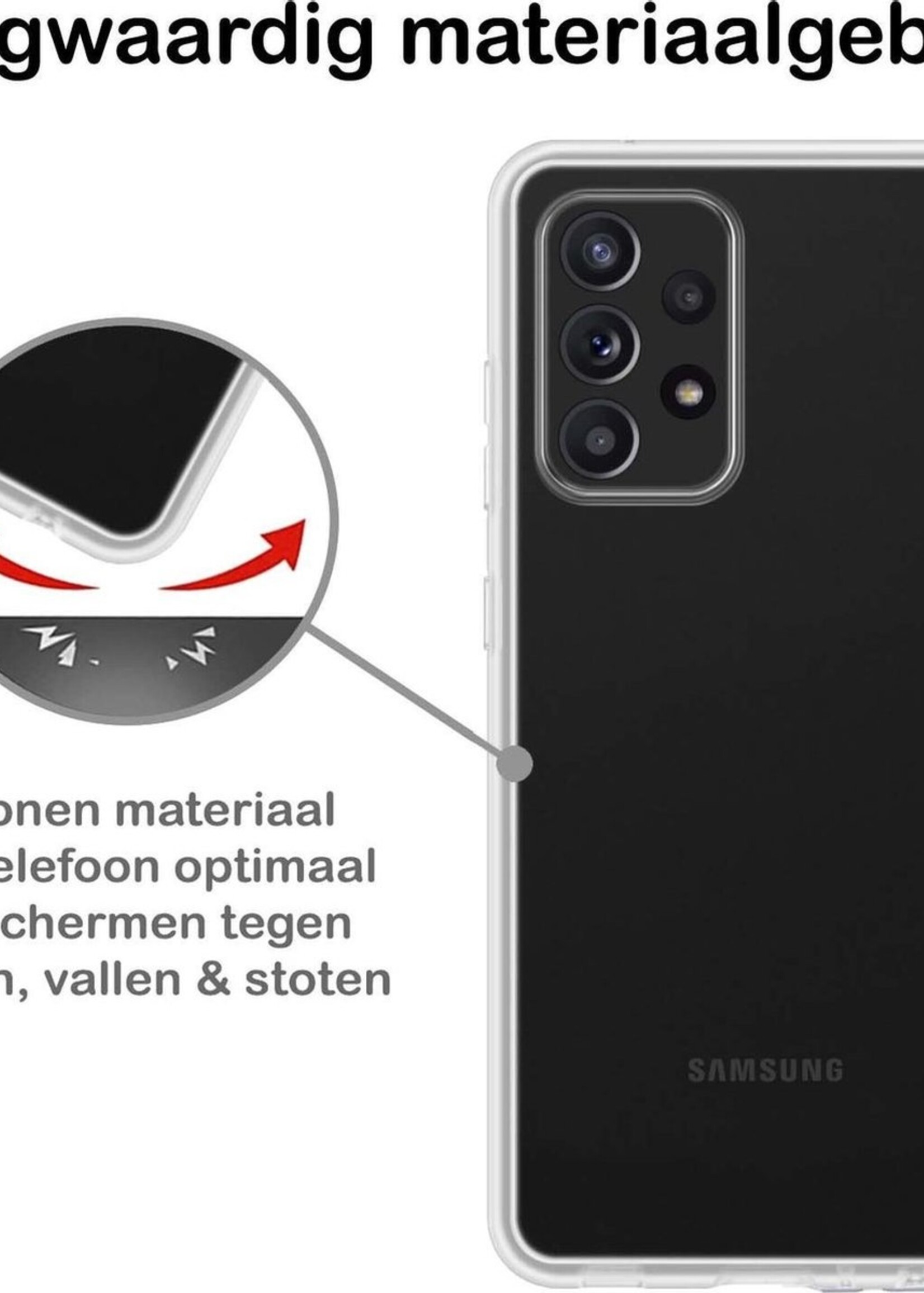 BTH Hoesje Geschikt voor Samsung A72 Hoesje Siliconen Case Hoes - Hoes Geschikt voor Samsung Galaxy A72 Hoes Cover Case - Transparant