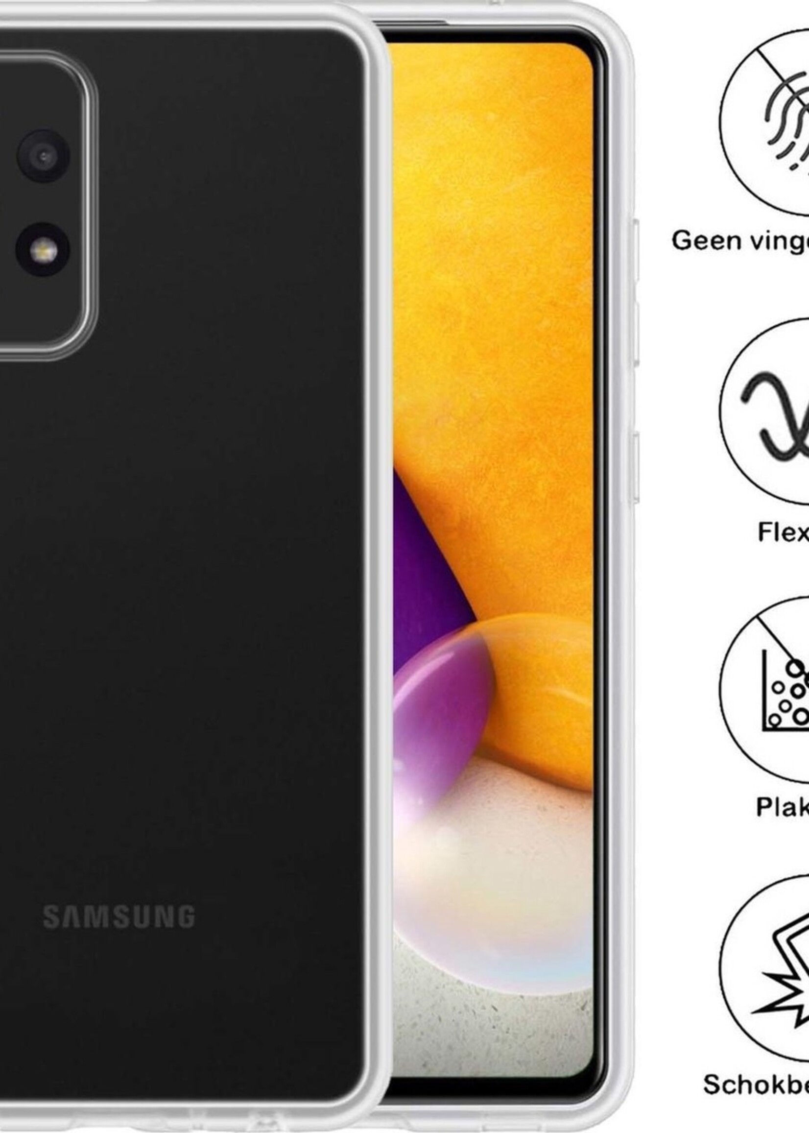 BTH Hoesje Geschikt voor Samsung A72 Hoesje Siliconen Case Hoes - Hoes Geschikt voor Samsung Galaxy A72 Hoes Cover Case - Transparant