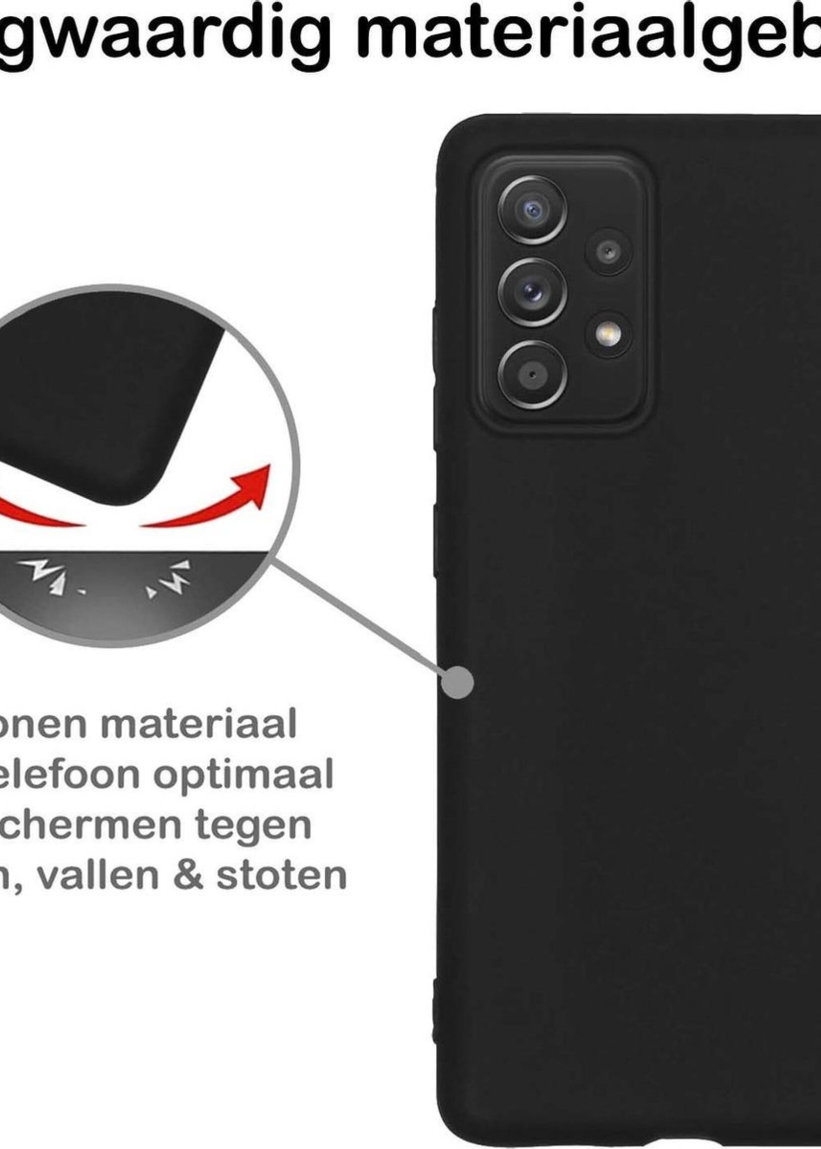 BTH Hoesje Geschikt voor Samsung A72 Hoesje Siliconen Case Hoes - Hoes Geschikt voor Samsung Galaxy A72 Hoes Cover Case - Zwart