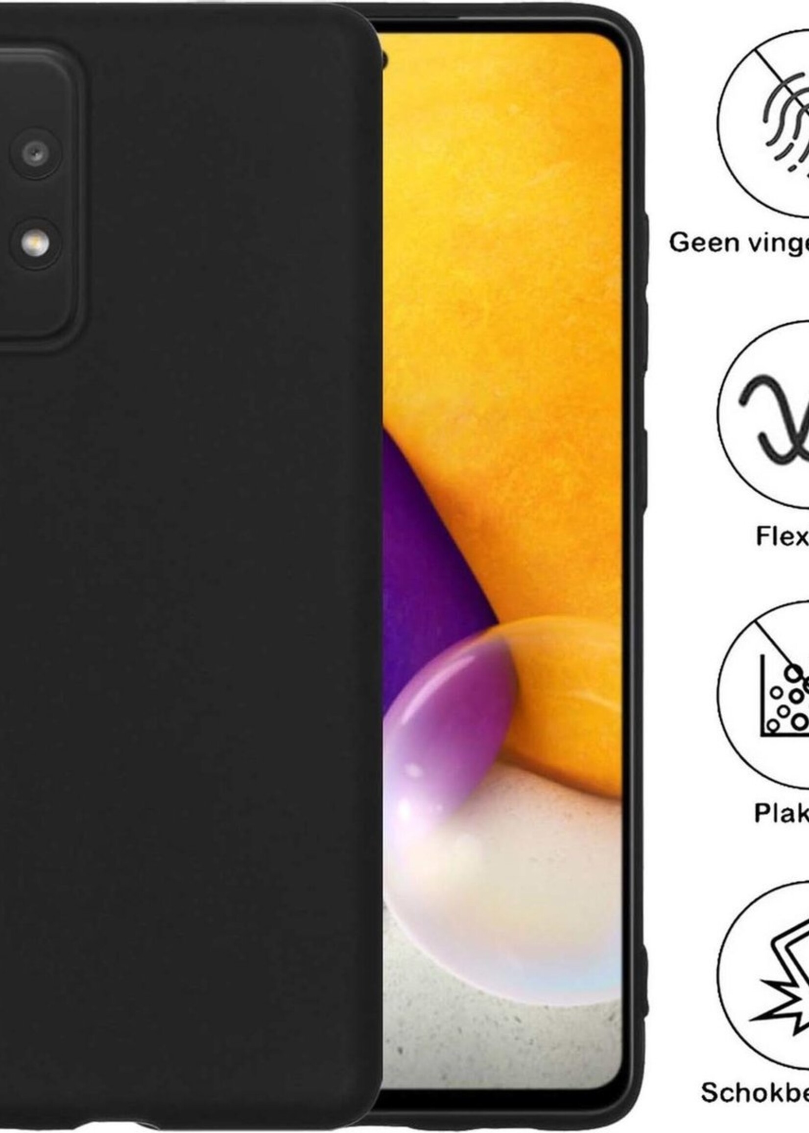 BTH Hoesje Geschikt voor Samsung A72 Hoesje Siliconen Case Hoes - Hoes Geschikt voor Samsung Galaxy A72 Hoes Cover Case - Zwart