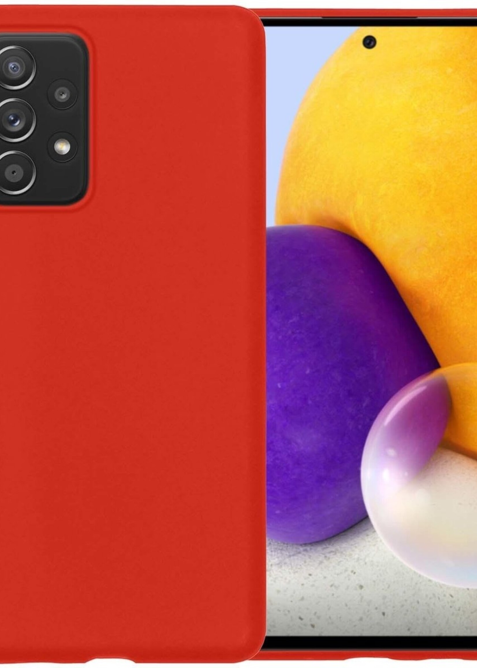 BTH Hoesje Geschikt voor Samsung A72 Hoesje Siliconen Case Hoes - Hoes Geschikt voor Samsung Galaxy A72 Hoes Cover Case - Rood