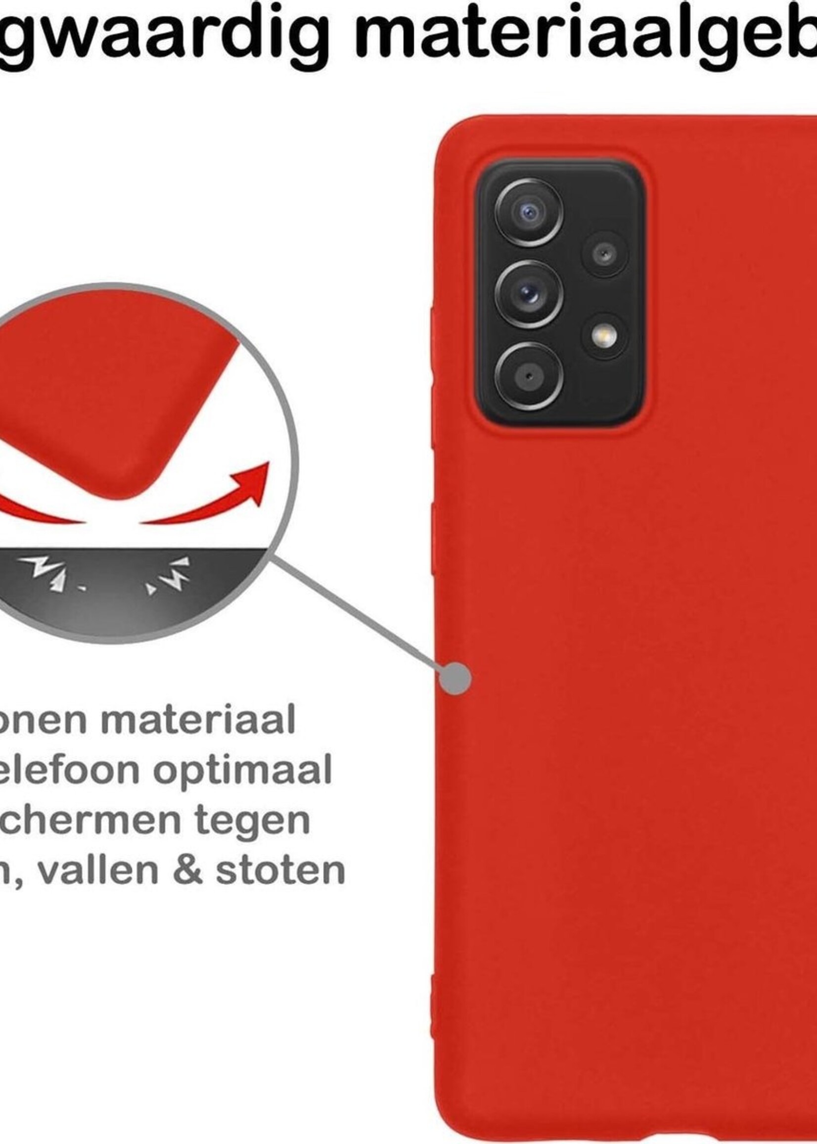 BTH Hoesje Geschikt voor Samsung A72 Hoesje Siliconen Case Hoes - Hoes Geschikt voor Samsung Galaxy A72 Hoes Cover Case - Rood