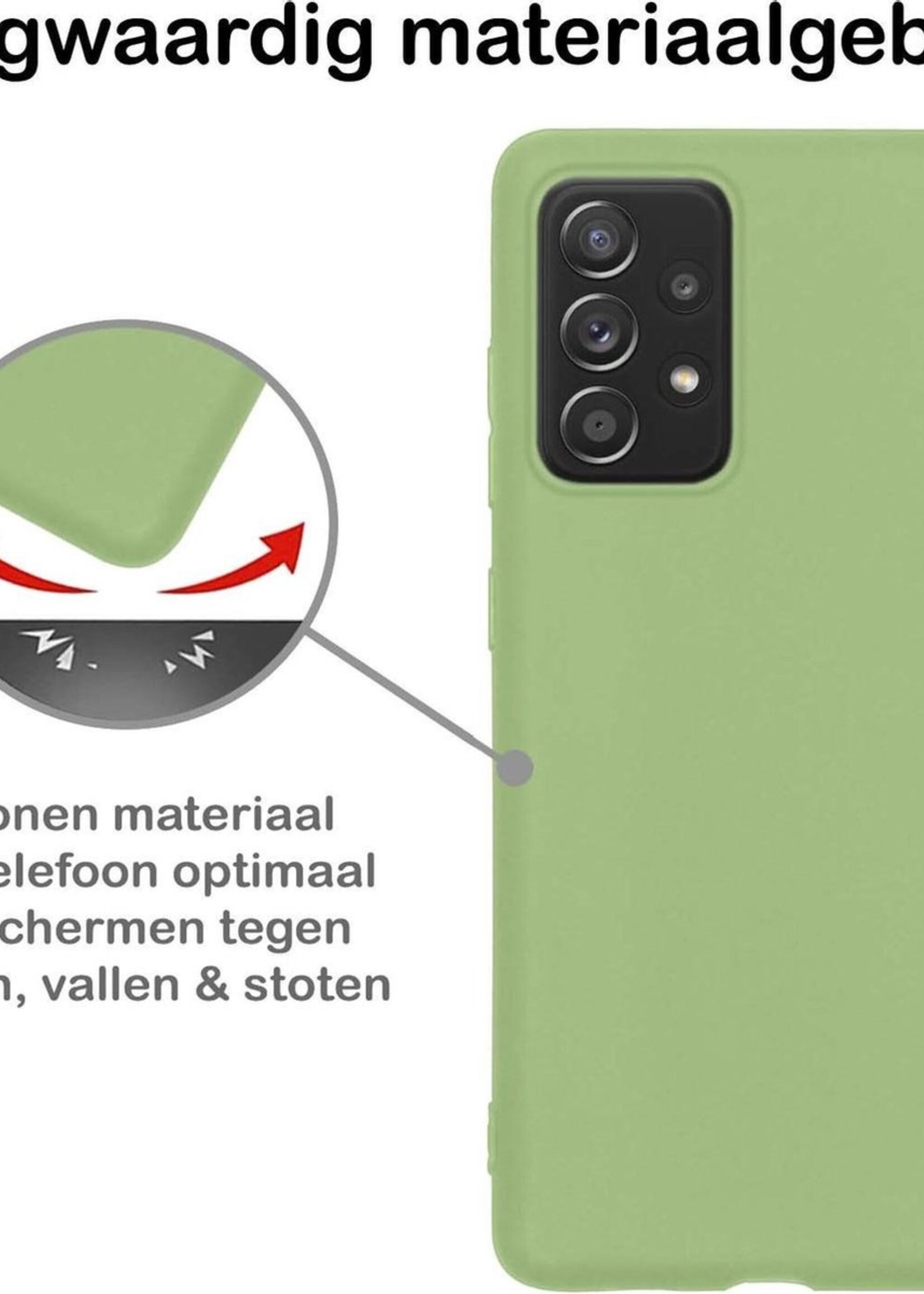 BTH Hoesje Geschikt voor Samsung A72 Hoesje Siliconen Case Hoes - Hoes Geschikt voor Samsung Galaxy A72 Hoes Cover Case - Groen