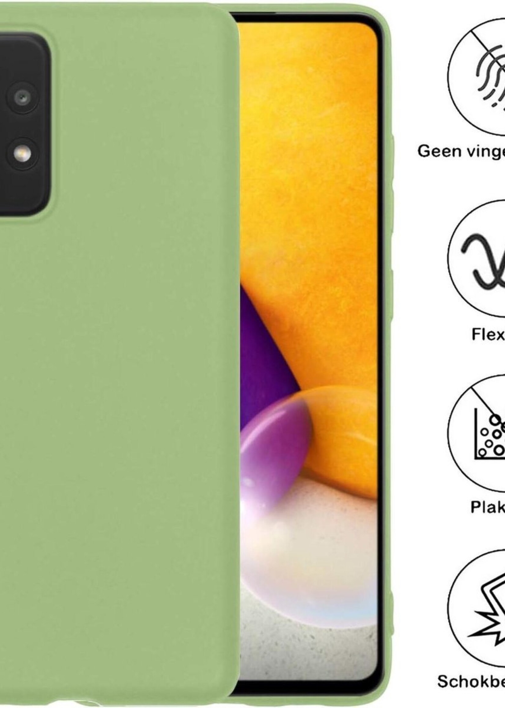 BTH Hoesje Geschikt voor Samsung A72 Hoesje Siliconen Case Hoes - Hoes Geschikt voor Samsung Galaxy A72 Hoes Cover Case - Groen