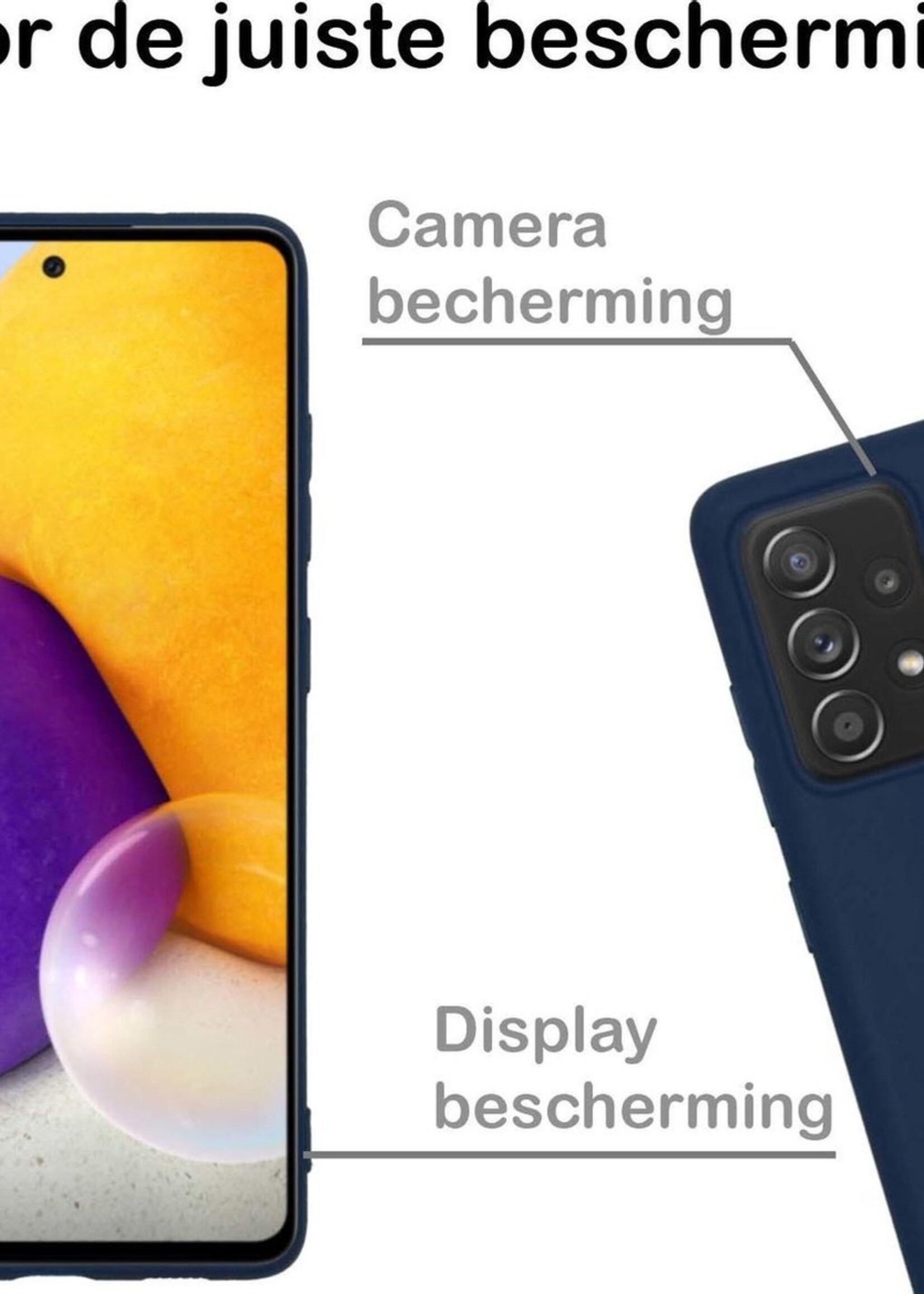 BTH Hoesje Geschikt voor Samsung A72 Hoesje Siliconen Case Hoes - Hoes Geschikt voor Samsung Galaxy A72 Hoes Cover Case - Blauw