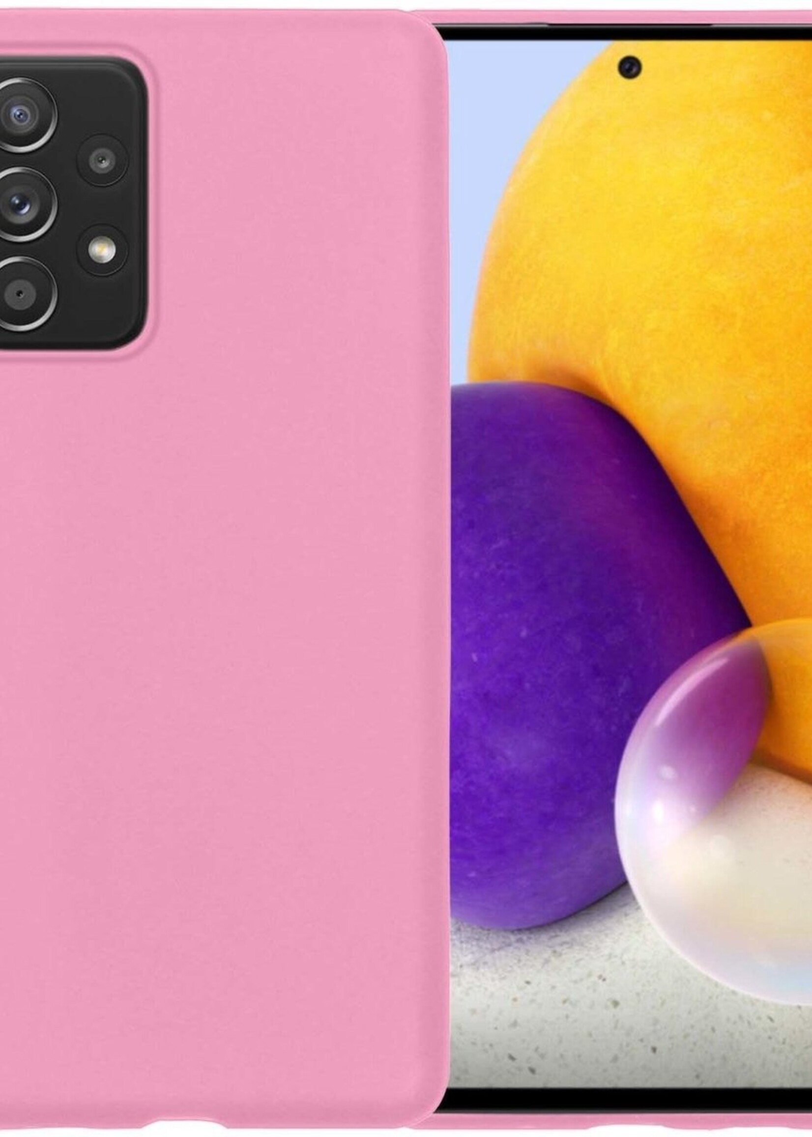 BTH Hoesje Geschikt voor Samsung A72 Hoesje Siliconen Case Hoes - Hoes Geschikt voor Samsung Galaxy A72 Hoes Cover Case - Roze
