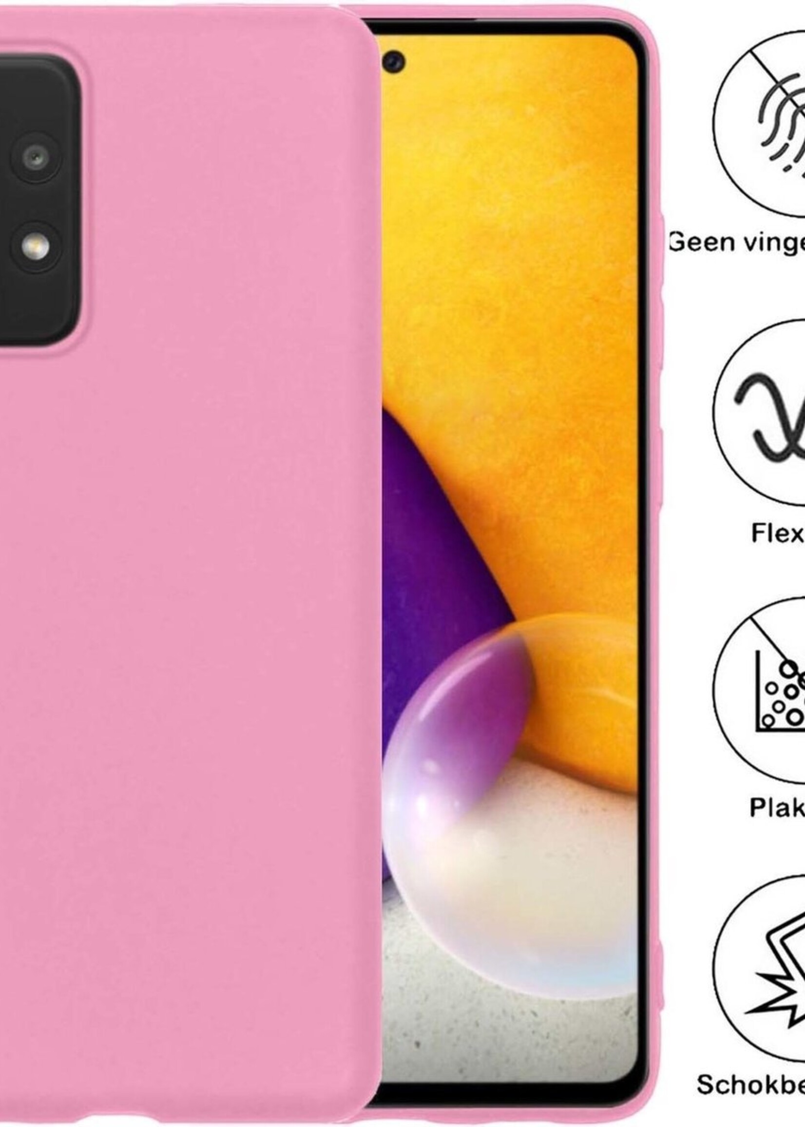 BTH Hoesje Geschikt voor Samsung A72 Hoesje Siliconen Case Hoes - Hoes Geschikt voor Samsung Galaxy A72 Hoes Cover Case - Roze