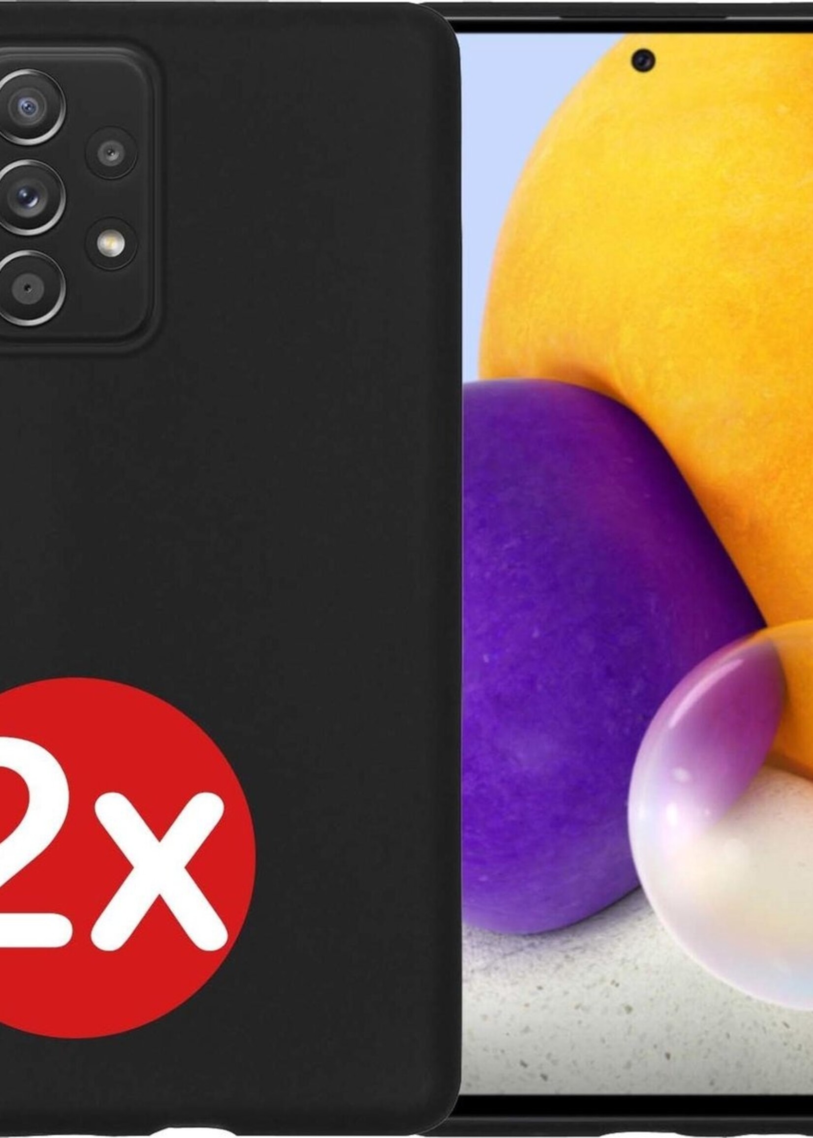 BTH Hoesje Geschikt voor Samsung A72 Hoesje Siliconen Case Hoes - Hoes Geschikt voor Samsung Galaxy A72 Hoes Cover Case - Zwart - 2 PACK