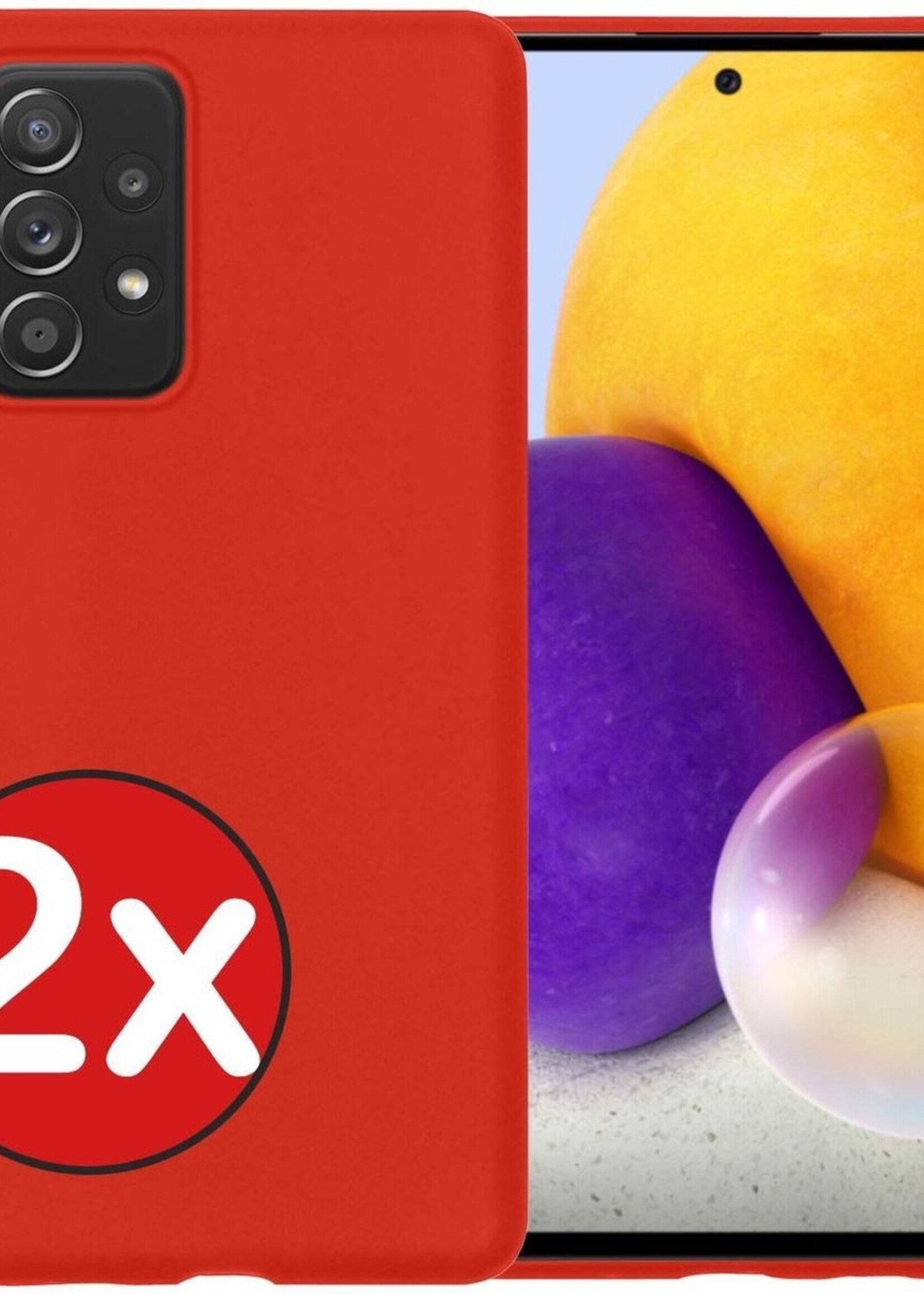 BTH Hoesje Geschikt voor Samsung A72 Hoesje Siliconen Case Hoes - Hoes Geschikt voor Samsung Galaxy A72 Hoes Cover Case - Rood - 2 PACK