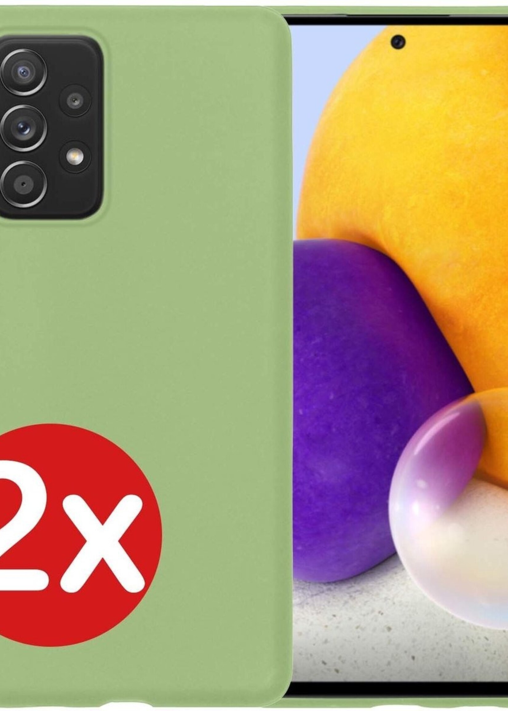 BTH Hoesje Geschikt voor Samsung A72 Hoesje Siliconen Case Hoes - Hoes Geschikt voor Samsung Galaxy A72 Hoes Cover Case - Groen - 2 PACK