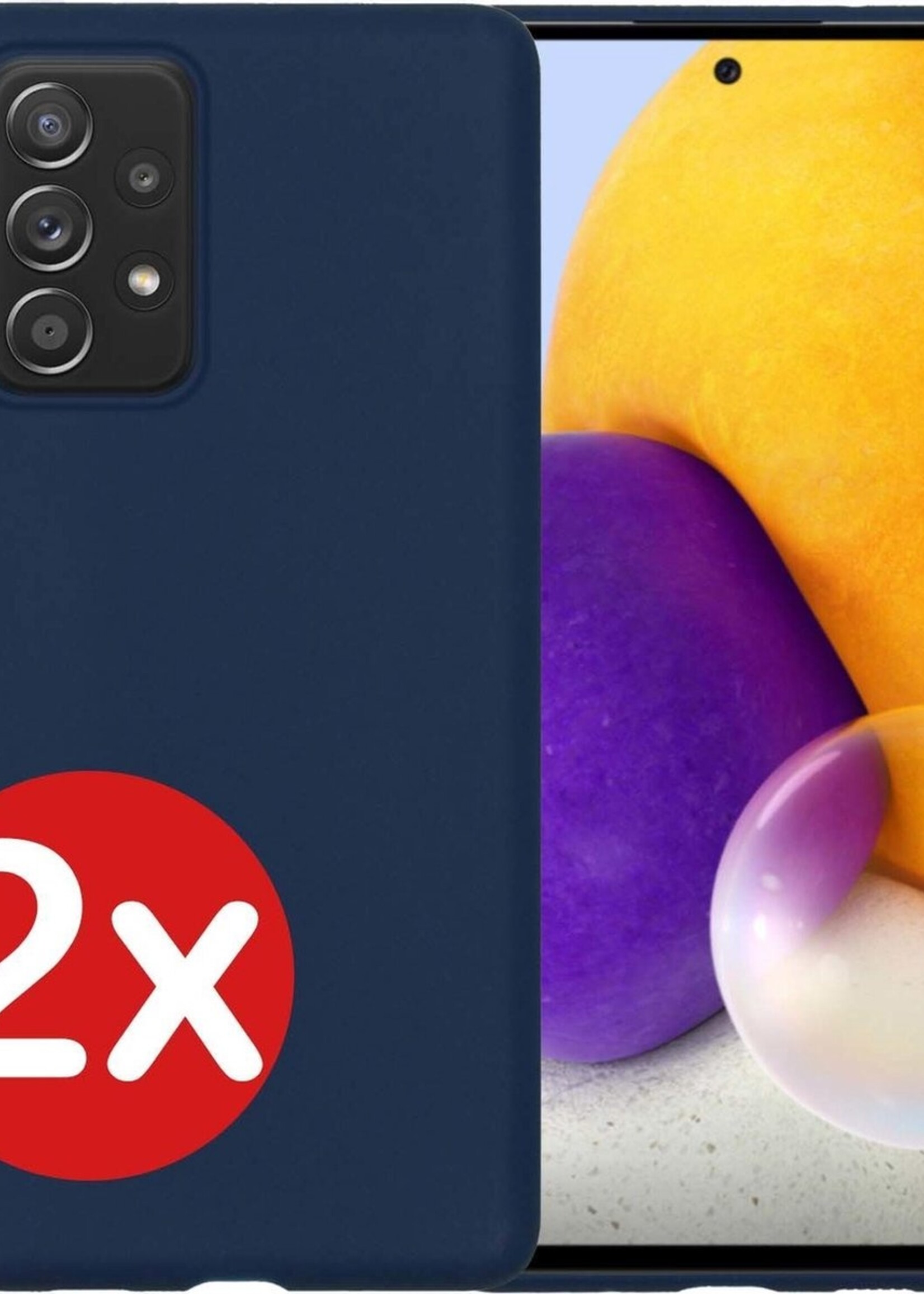 BTH Hoesje Geschikt voor Samsung A72 Hoesje Siliconen Case Hoes - Hoes Geschikt voor Samsung Galaxy A72 Hoes Cover Case - Donkerblauw - 2 PACK