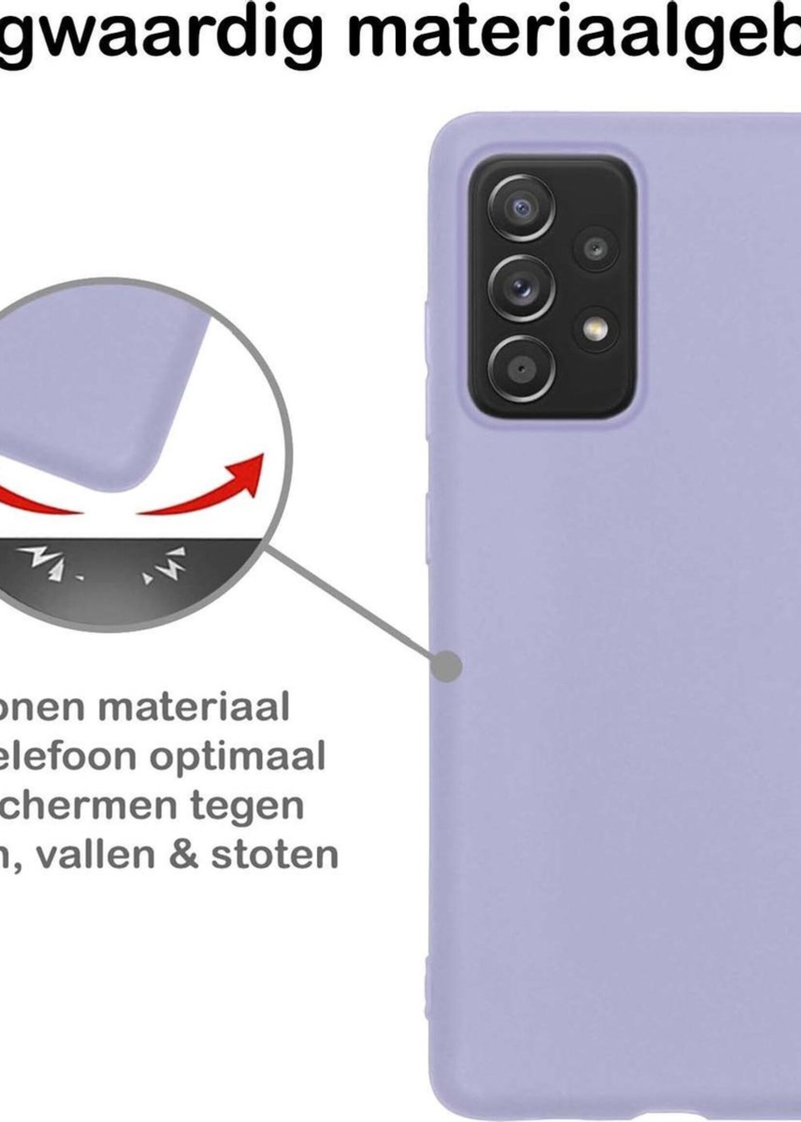 BTH Hoesje Geschikt voor Samsung A72 Hoesje Siliconen Case Hoes - Hoes Geschikt voor Samsung Galaxy A72 Hoes Cover Case - Lila - 2 PACK