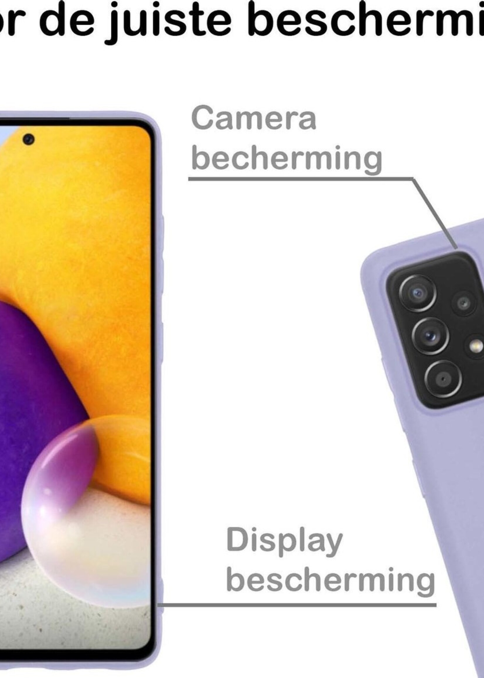 BTH Hoesje Geschikt voor Samsung A72 Hoesje Siliconen Case Hoes - Hoes Geschikt voor Samsung Galaxy A72 Hoes Cover Case - Lila - 2 PACK