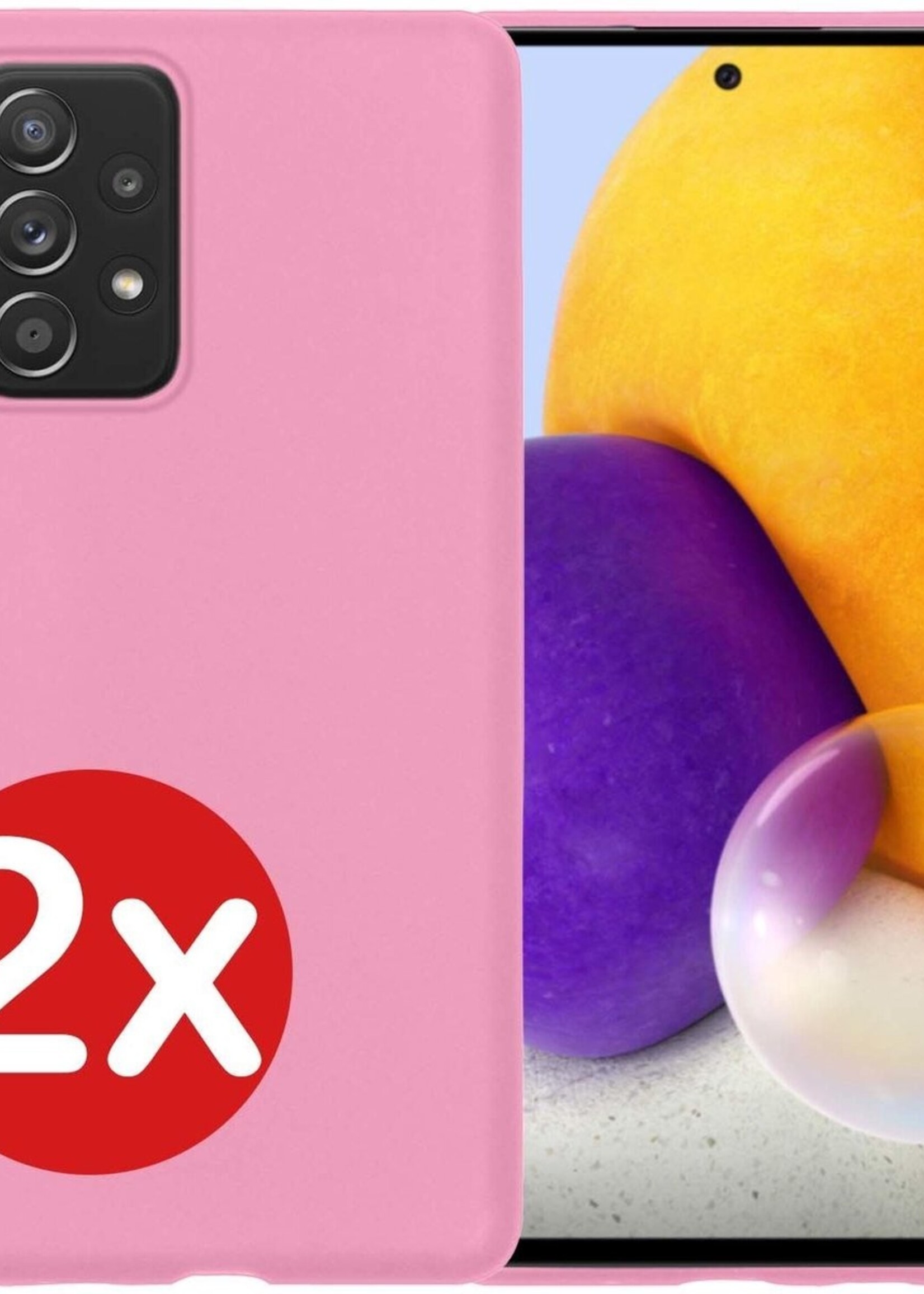 BTH Hoesje Geschikt voor Samsung A72 Hoesje Siliconen Case Hoes - Hoes Geschikt voor Samsung Galaxy A72 Hoes Cover Case - Lichtroze - 2 PACK