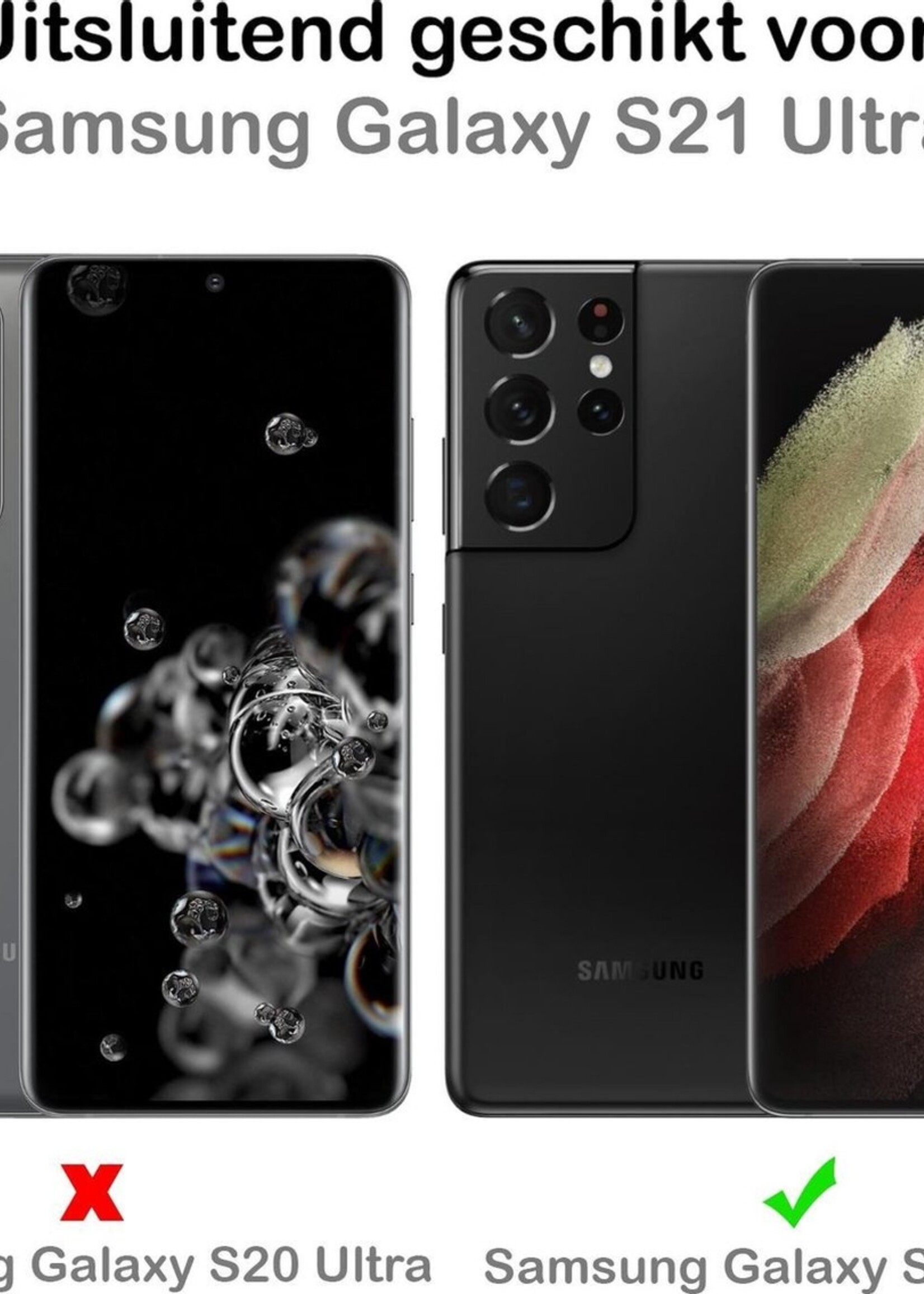 BTH Hoesje Geschikt voor Samsung S21 Ultra Hoesje Book Case Hoes Portemonnee Cover Walletcase Met Screenprotector - Hoes Geschikt voor Samsung Galaxy S21 Ultra Hoes Bookcase Hoesje - Turquoise