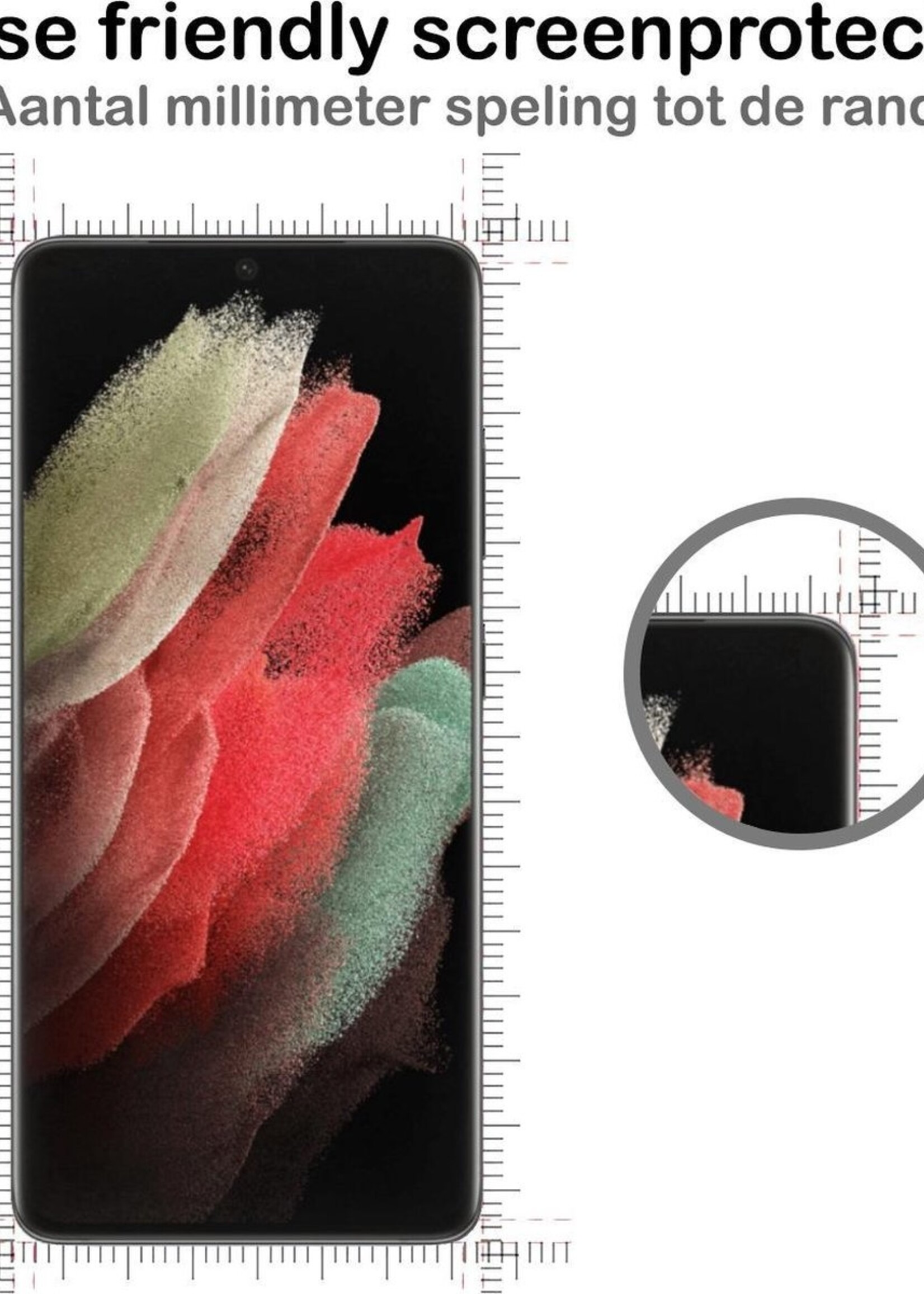 BTH Hoesje Geschikt voor Samsung S21 Ultra Hoesje Book Case Hoes Portemonnee Cover Walletcase Met Screenprotector - Hoes Geschikt voor Samsung Galaxy S21 Ultra Hoes Bookcase Hoesje - Donkerroze