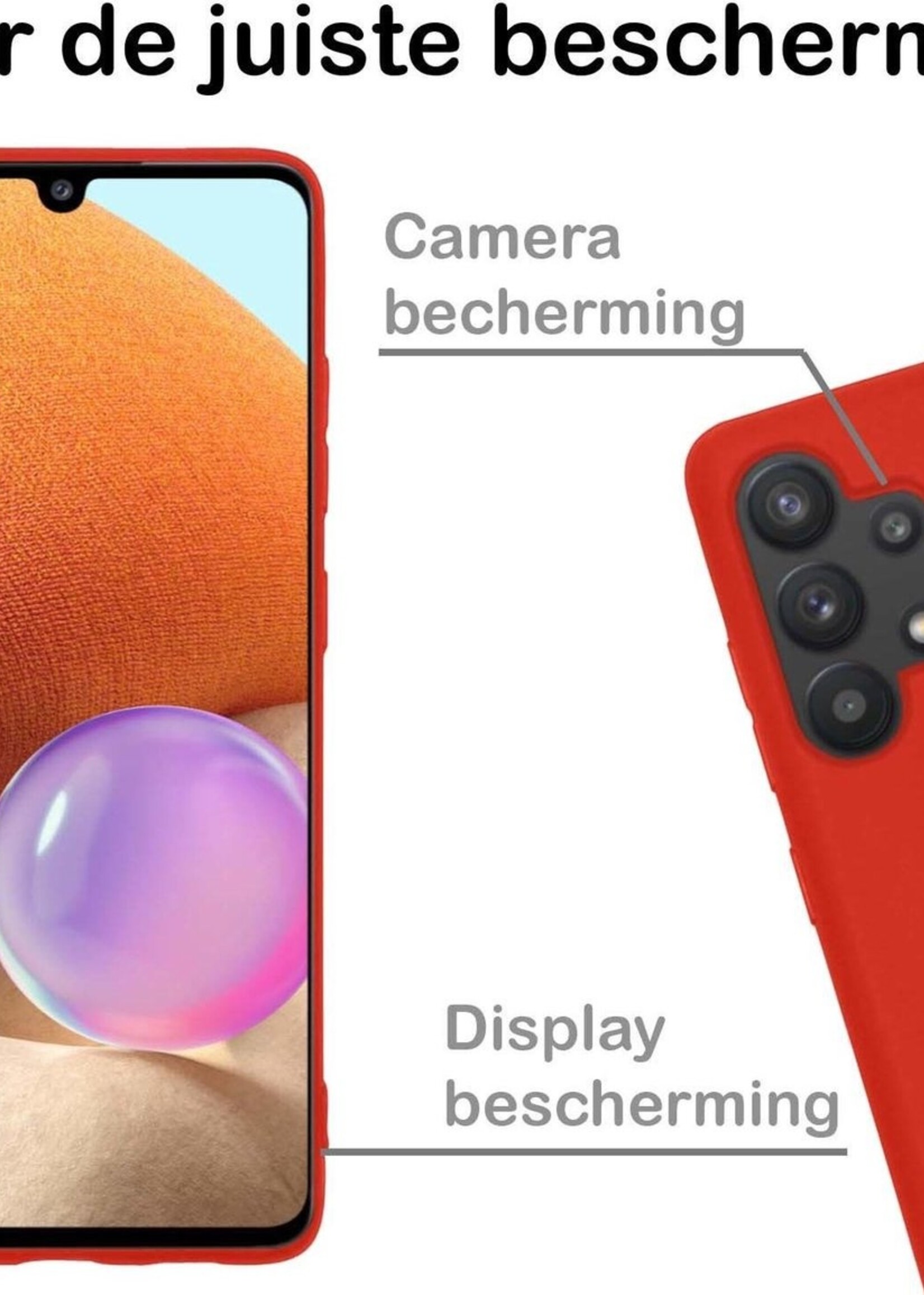 BTH Hoesje Geschikt voor Samsung A32 5G Hoesje Siliconen Case Hoes - Hoes Geschikt voor Samsung Galaxy A32 5G Hoes Cover Case - Rood
