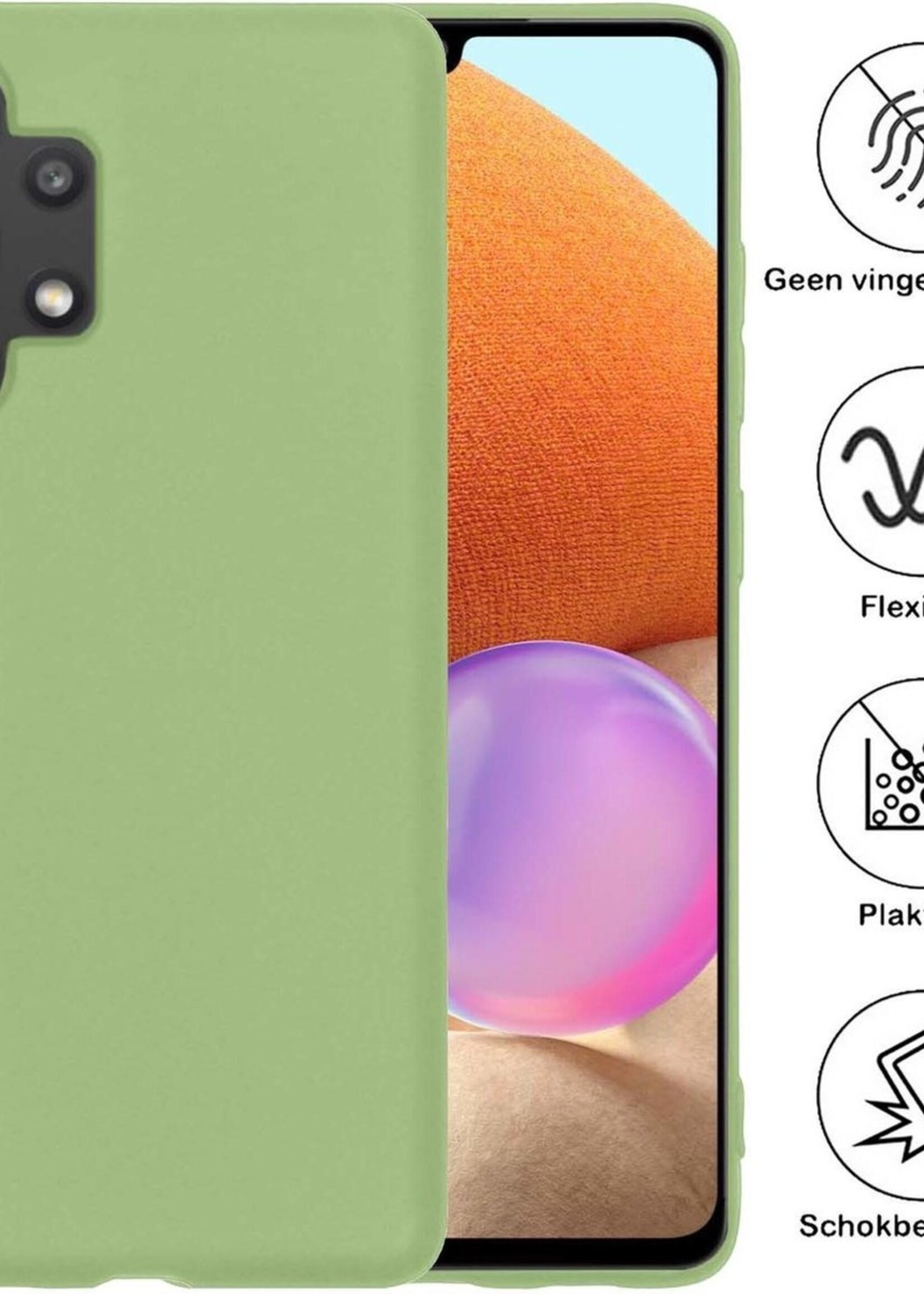 BTH Hoesje Geschikt voor Samsung A32 5G Hoesje Siliconen Case Hoes - Hoes Geschikt voor Samsung Galaxy A32 5G Hoes Cover Case - Groen