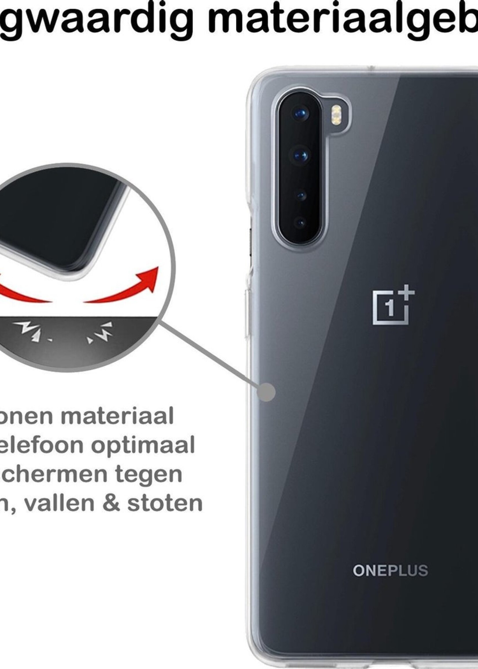 BTH Hoesje Geschikt voor OnePlus Nord Hoesje Siliconen Case Hoes - Hoes Geschikt voor OnePlus Nord Hoes Cover Case - Transparant