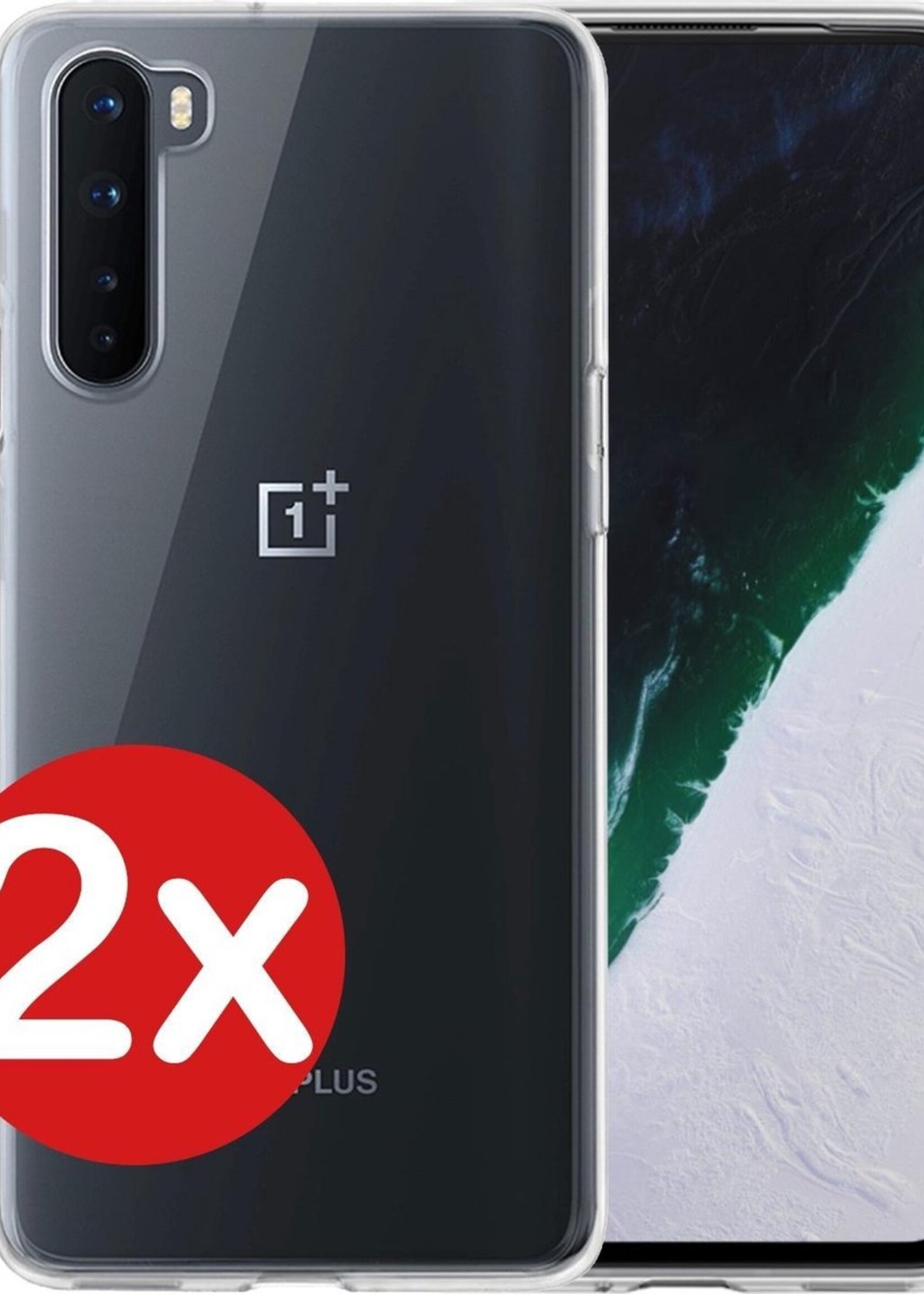 BTH Hoesje Geschikt voor OnePlus Nord Hoesje Siliconen Case Hoes - Hoes Geschikt voor OnePlus Nord Hoes Cover Case - Transparant - 2 PACK