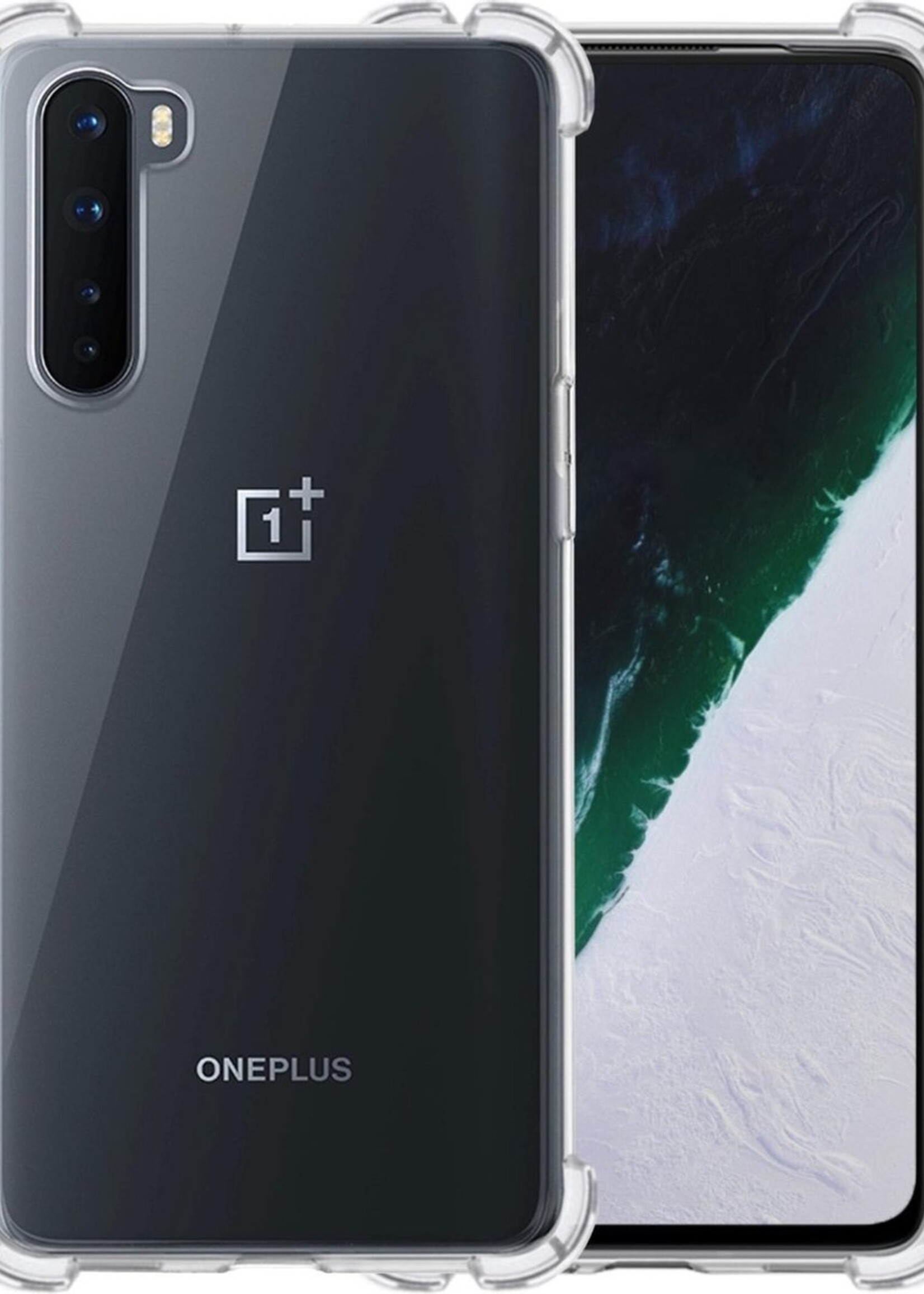 BTH Hoesje Geschikt voor OnePlus Nord Hoesje Siliconen Shock Proof Case Hoes - Hoes Geschikt voor OnePlus Nord Hoes Cover Case Shockproof - Transparant