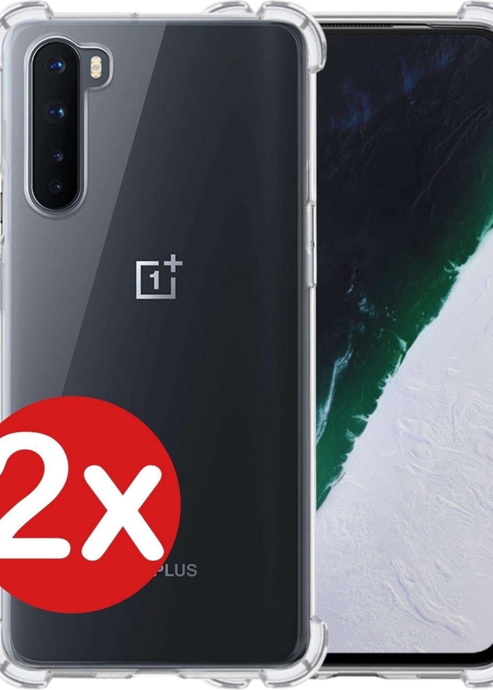 BTH Hoesje Geschikt voor OnePlus Nord Hoesje Siliconen Shock Proof Case Hoes - Hoes Geschikt voor OnePlus Nord Hoes Cover Case Shockproof - Transparant - 2 PACK