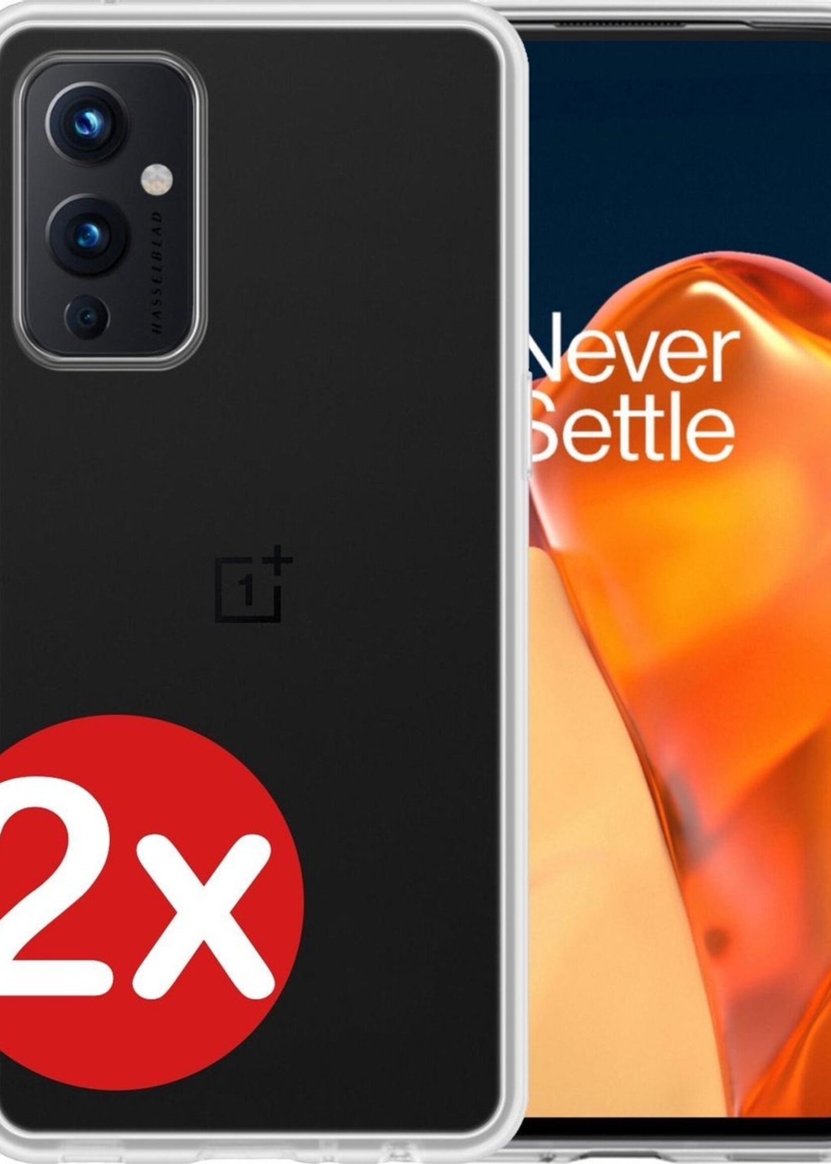 BTH Hoesje Geschikt voor OnePlus 9 Hoesje Siliconen Case Hoes - Hoes Geschikt voor OnePlus 9 Hoes Cover Case - Transparant - 2 PACK